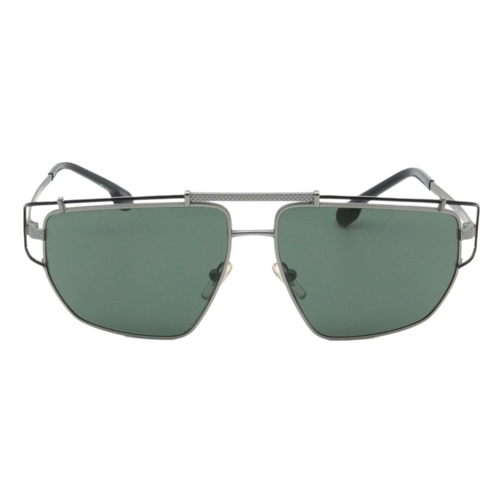 Versace Versace Monogram Greca Logo Gunmetal Aviator Sunglasses Size ONE SIZE - 2 Thumbnail