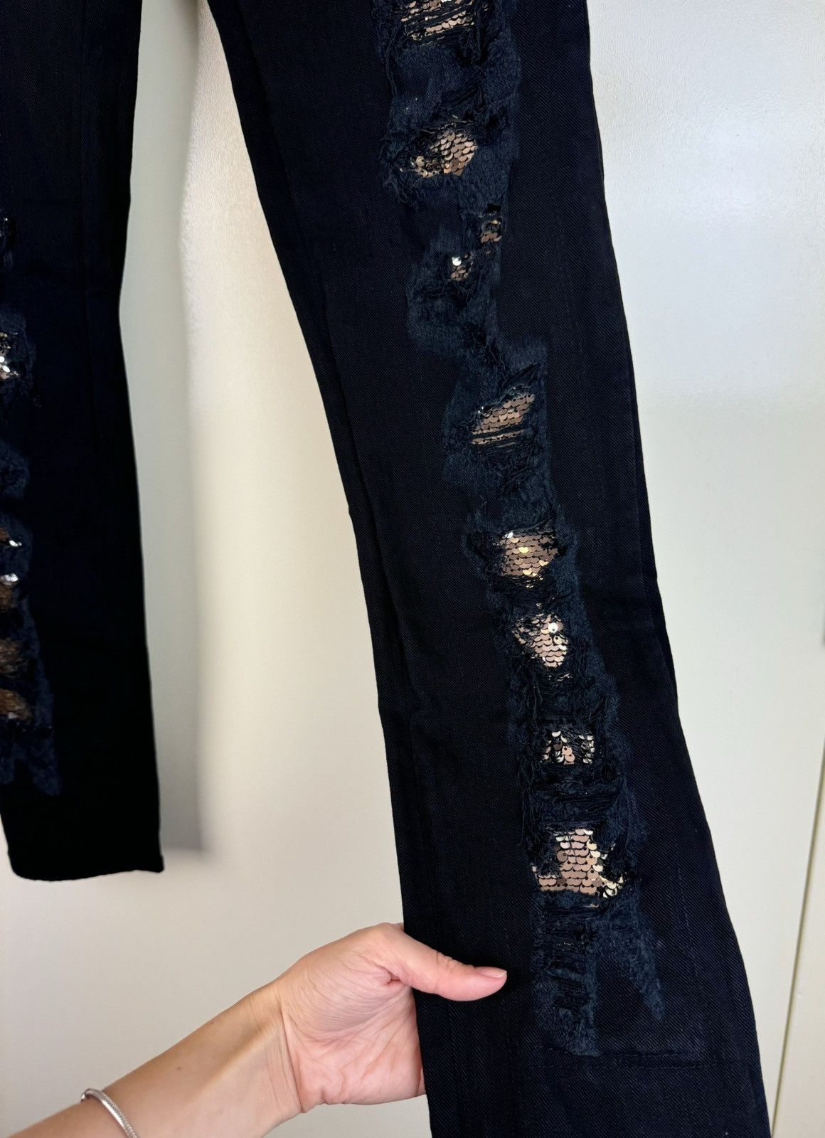 Just Cavalli Roberto Cavalli Y2K streetwear jeans sequins distressed 29 Size 29" - 7 Thumbnail