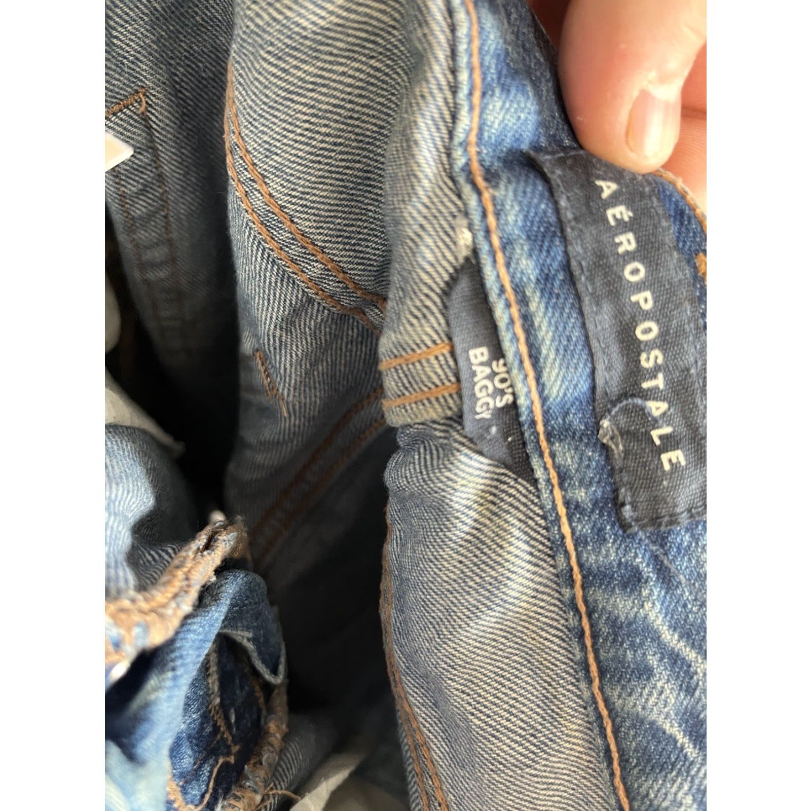 Vintage Womens Jeans Aero 90s Grunge Blue Denim High Rise Baggy Straight 5-Pocket Aéropostale Size 0 Size ONE SIZE - 7 Thumbnail