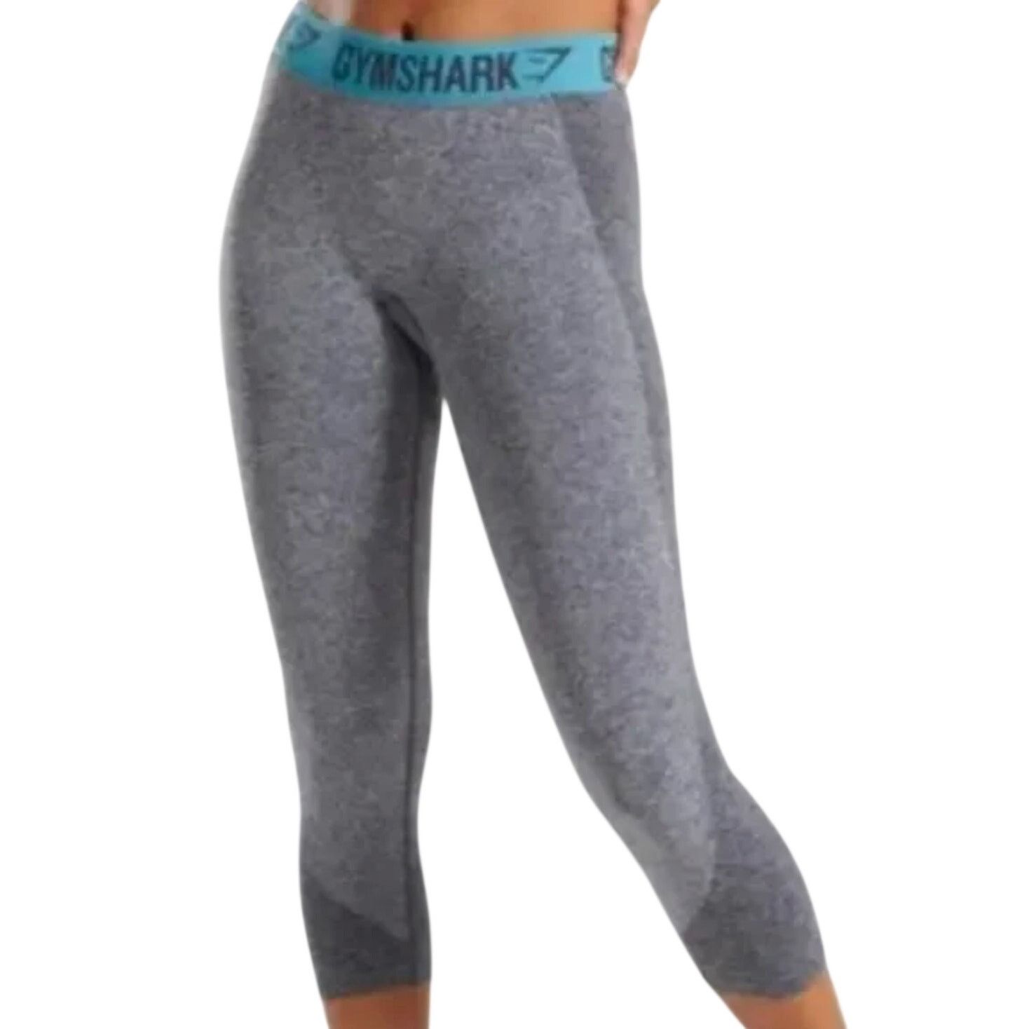 Gymshark Grey Blue Logo Dry Flex Crop Capri Leggings Size M in Gray, Women's (Size 28)