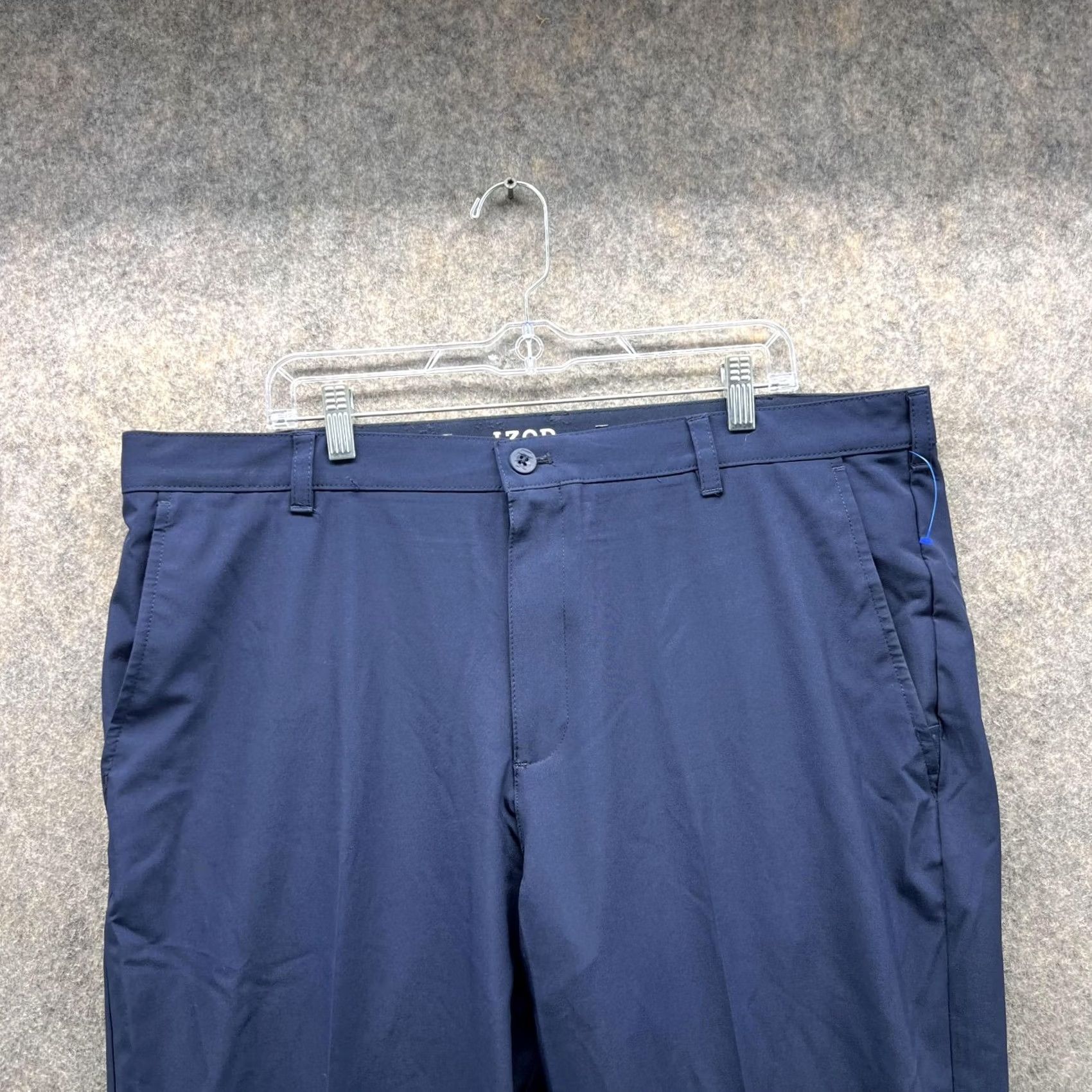Izod IZOD Pants Men 40x29 Adult Blue Navy Chino Pleated Casual Polyester Size US 40 / EU 56 - 2 Thumbnail