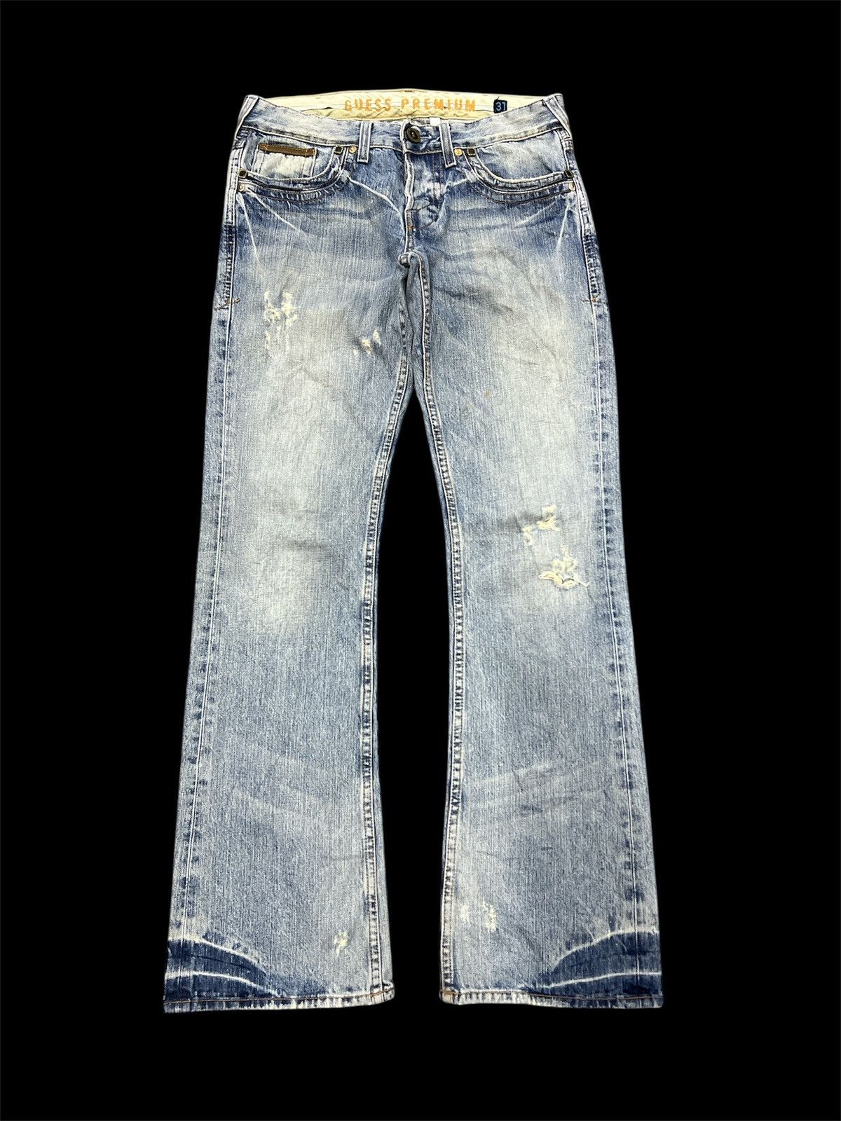 Japanese Brand × Jean FLARED‼️THRASHED DISTRESSED DENIM PANT Size US 30 / EU 46 - 1 Thumbnail