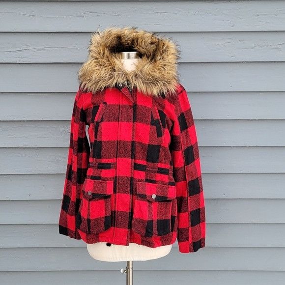 Vintage Vintage 90s Y2k Bongo Buffalo Check Plaid Red Black Faux Fur Size S / US 4 / IT 40 - 7 Thumbnail