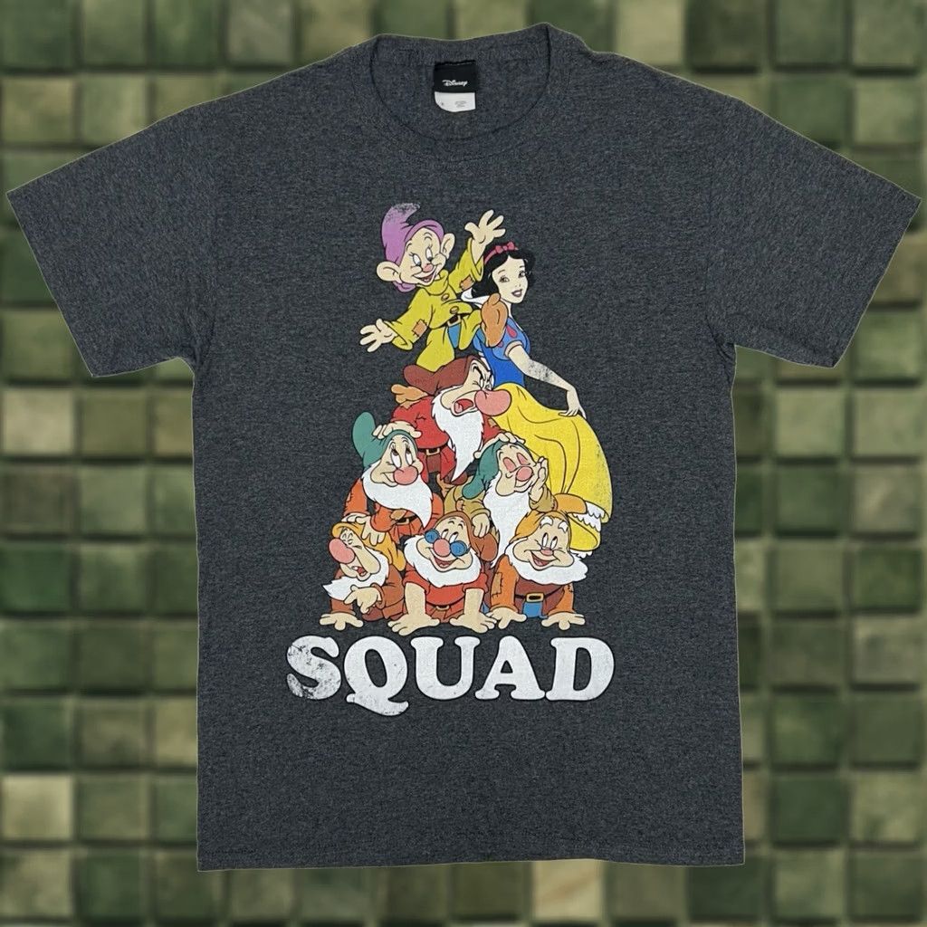 Disney Disney Snow White And The 7 Dwarfs Squad Small Unisex T-Shirt Short Sleeve Gray Cotton Polyester Graphic Print Cartoon Princess Disney Snowwhite Mens Size US S / EU 44-46 / 1 - 1 Thumbnail