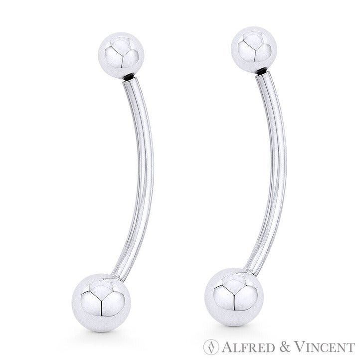Other 1.7" Curved Barbell Drop Earrings w/ 6mm & 8mm Ball Beads Size ONE SIZE - 1 Preview
