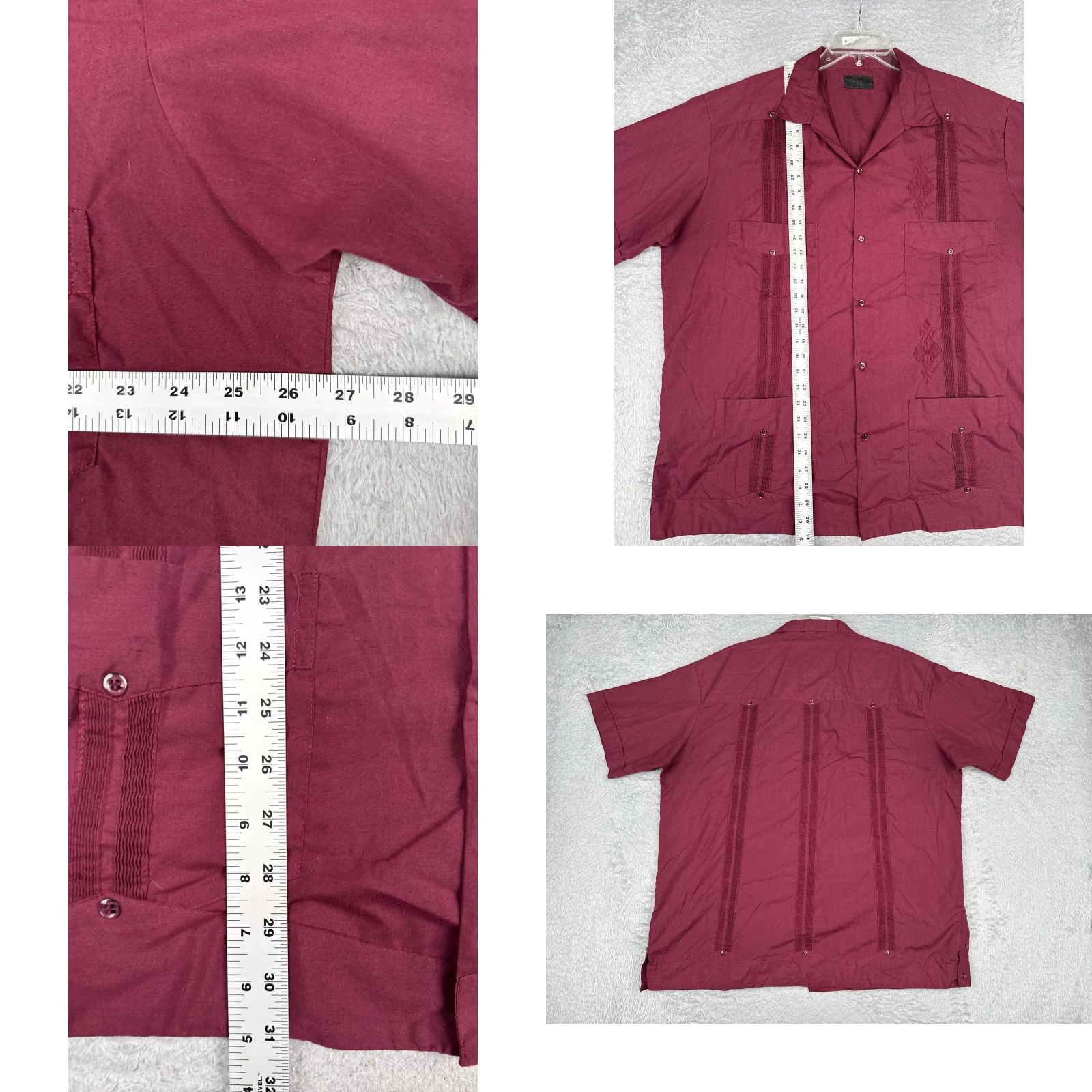 Vintage Guayabera Shirt Mens XL Red Short Sleeve Button Up Embroidered Pockets Casual Size US XL / EU 56 / 4 - 8 Thumbnail