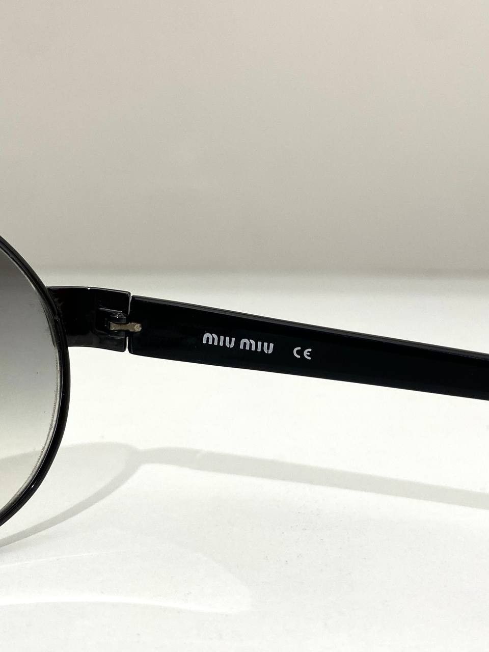 Miu Miu Miu Miu Logo Pilot Shield Retro Black Sunglasses Vintage Y2K Size ONE SIZE - 9 Thumbnail