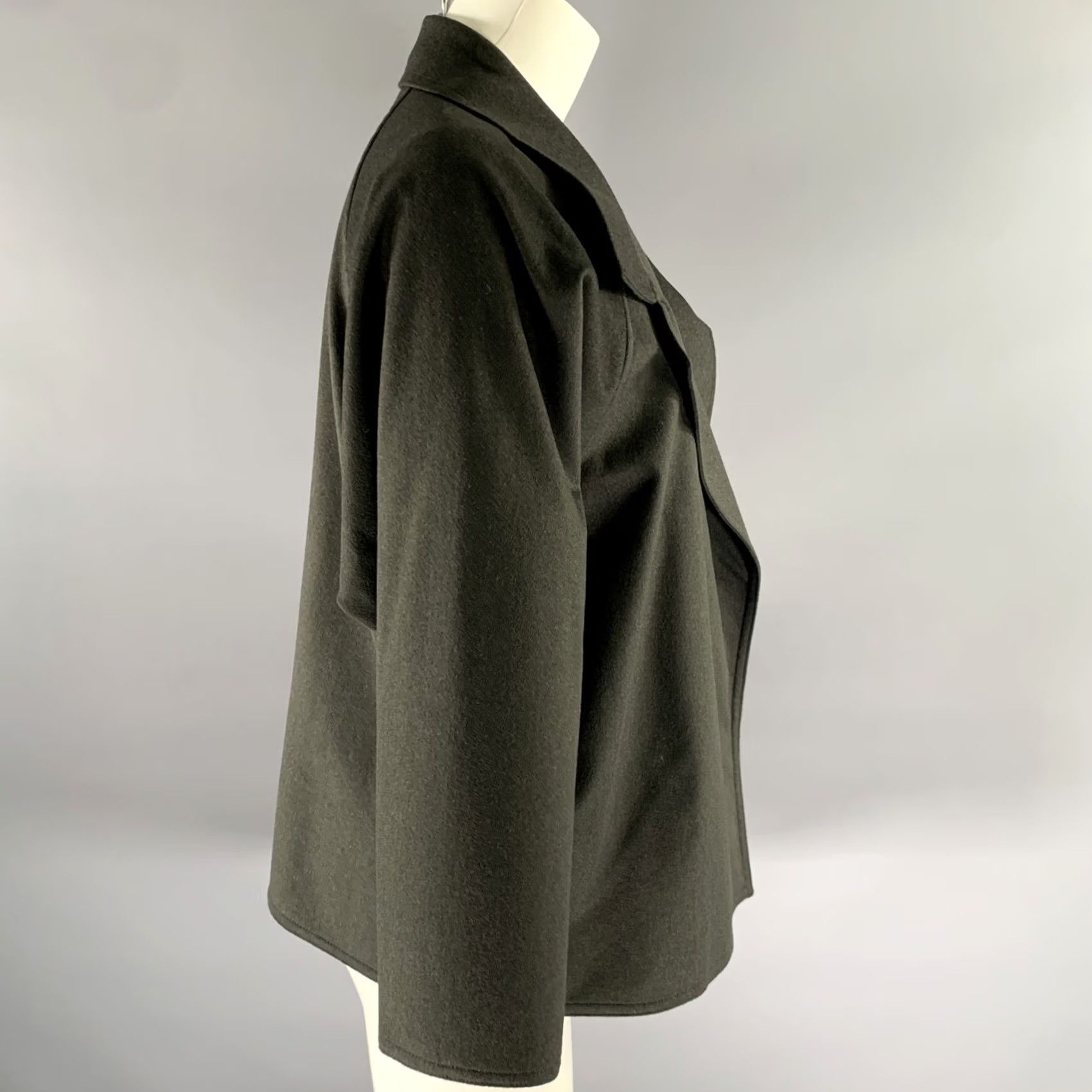 Vintage ZORAN Cardigan M Green Olive Wool Angora Wide Notch Collar Size Size M / US 6-8 / IT 42-44 - 3 Thumbnail