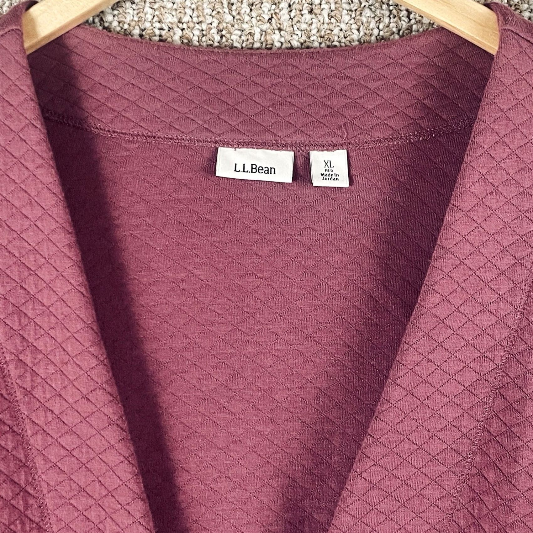 Vintage L.L. Bean Cardigan Womens XL Red Plum Quilted Pockets Knit Cotton Blend Open Front Lounge A85 Size XL / US 12-14 / IT 48-50 - 2 Thumbnail