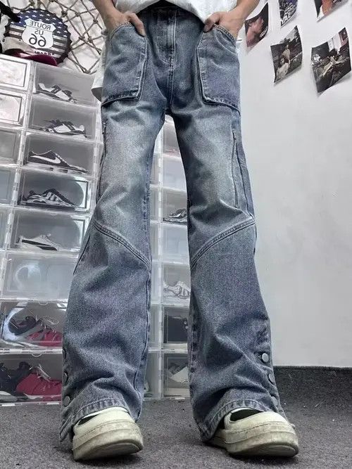 VIBE Vintage washed distressed zipper rivet rare jeans Size US 34 / EU 50 - 3 Thumbnail
