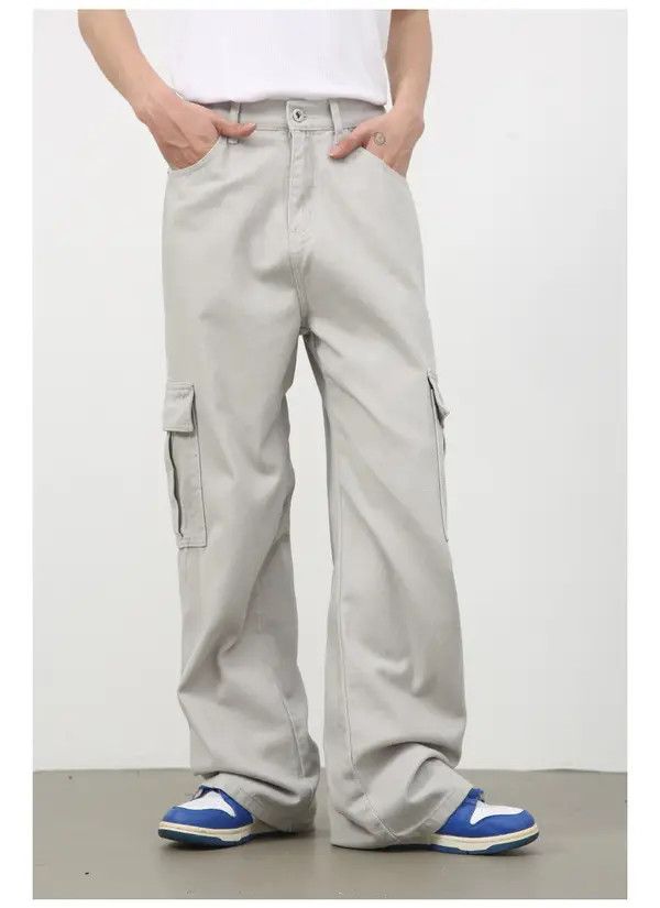 Japanese Brand Minako x Rena Grey Casual Fashion Wide Leg Cargo Jeans Size US 32 / EU 48 - 3 Thumbnail
