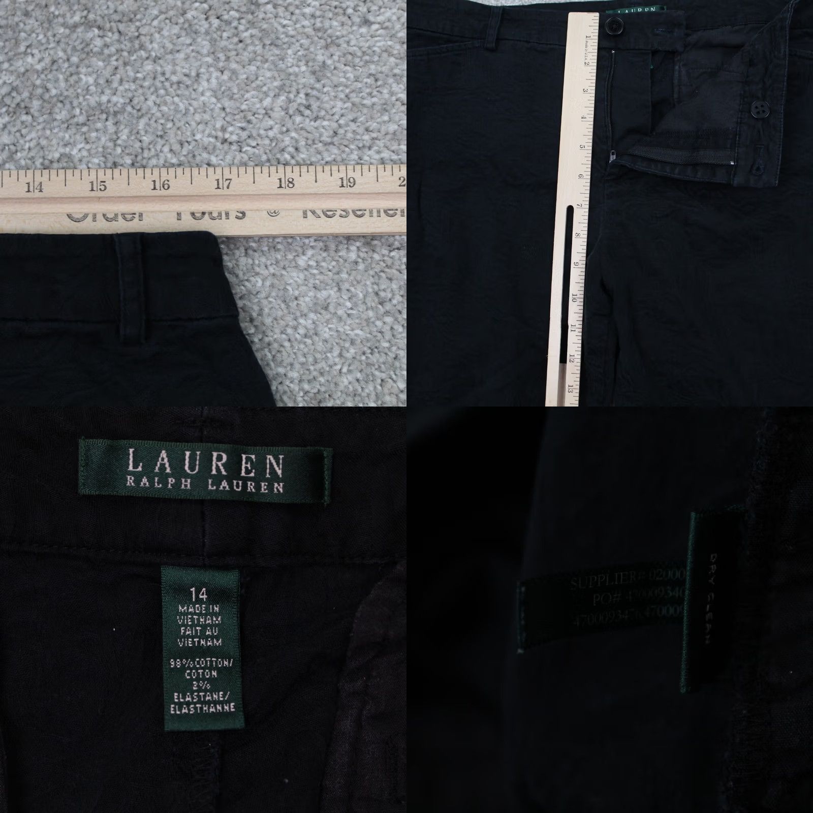 Ralph Lauren LAUREN Ralph Lauren Chino Pants Womens 14 Black Textured Stretch Inseam 30" Size 36" / US 14 / IT 50 - 8 Thumbnail