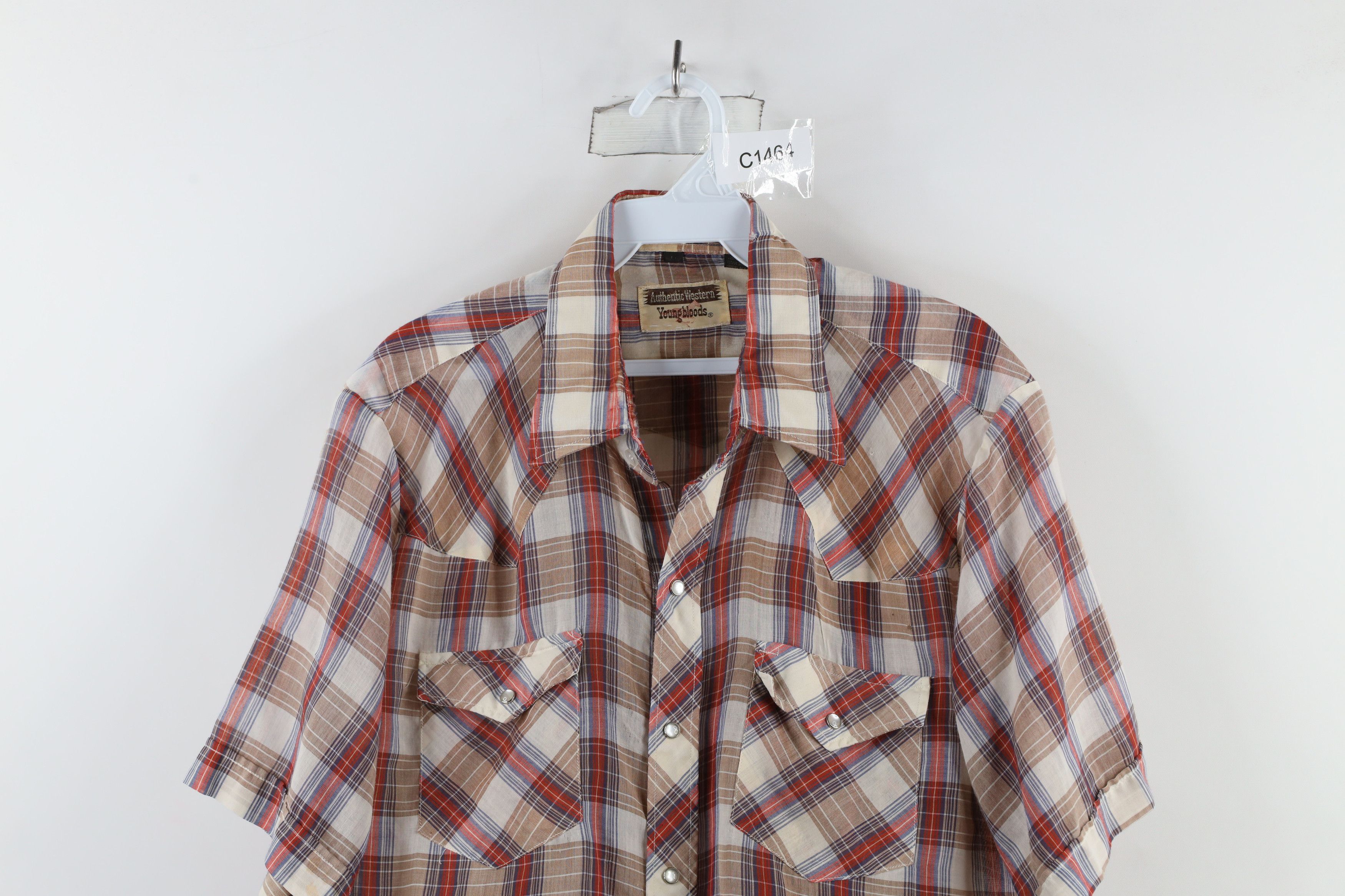 Vintage Vintage 70s Streetwear Sheer Western Button Shirt Plaid Size US L / EU 52-54 / 3 - 2 Thumbnail
