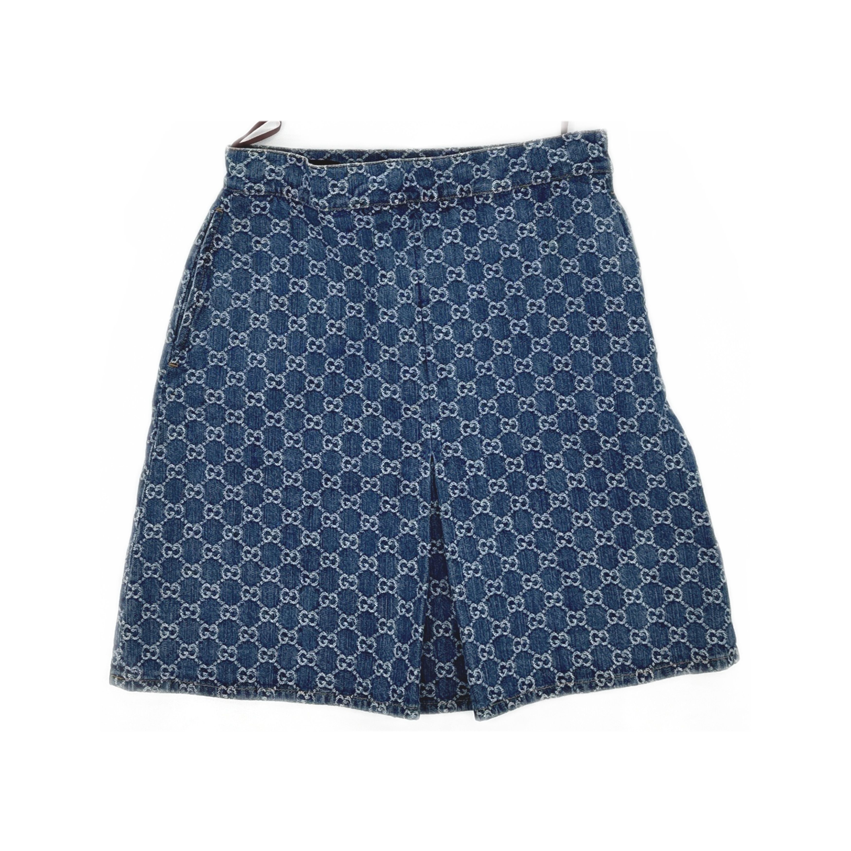 Gucci Gucci Logo Denim Mini Skirt Size 38 Size 26" / US 2 / IT 38 - 1 Thumbnail