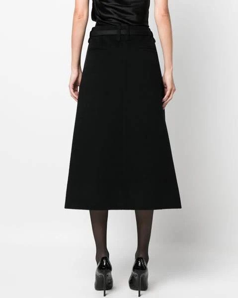 Saint Laurent Paris o1s1wg111024 Jupe Feutrine Brosse Midi Skirt in Noir Size 27" / US 4 / IT 40 - 4 Thumbnail