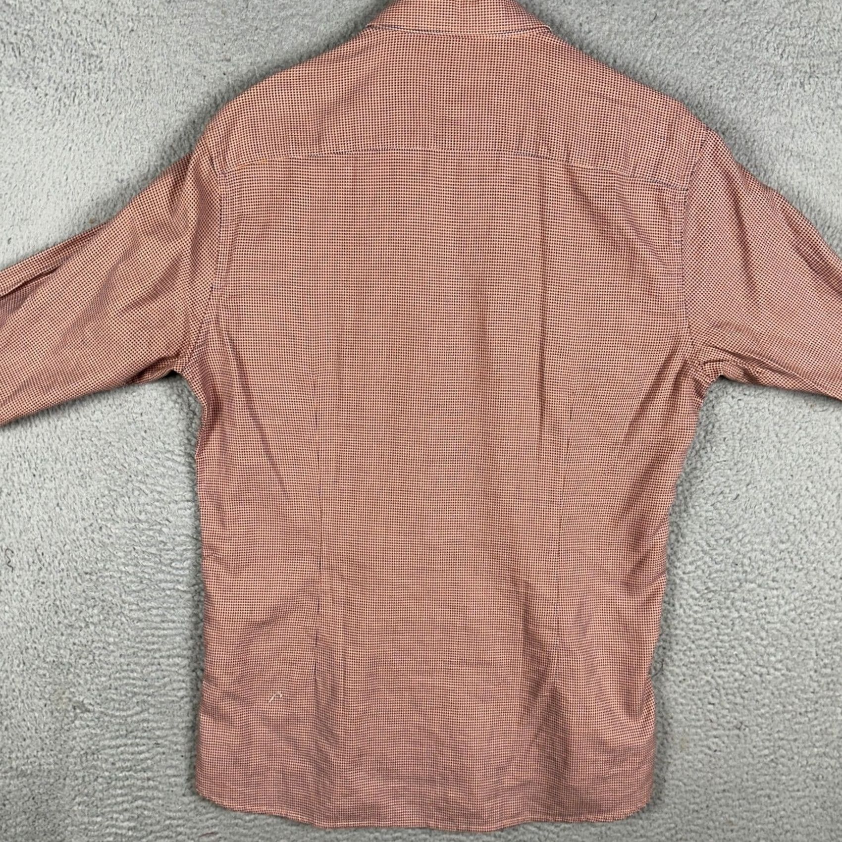 Scotch & Soda Scotch & Soda Shirt Mens Large Orange Blue Button Up Slim Fit Houndstooth Casual Size US L / EU 52-54 / 3 - 3 Thumbnail