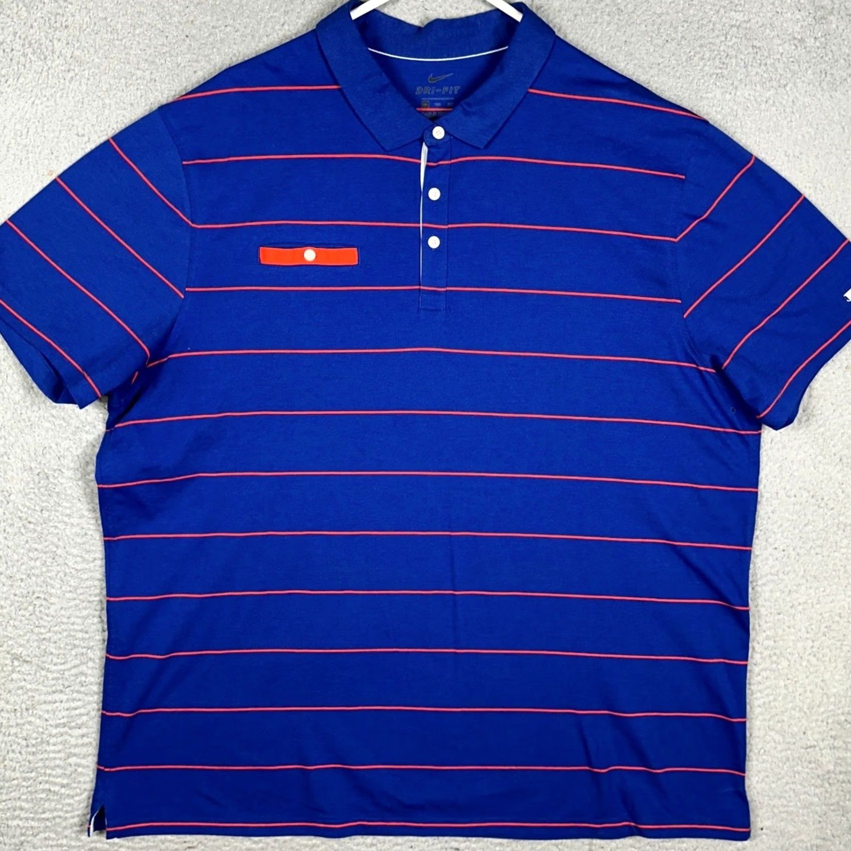 Nike Nike Polo Shirt Mens 2XL Blue Orange Dri-Fit Short Sleeve Striped Polo Shirt EUC Size US XXL / EU 58 / 5 - 3 Thumbnail