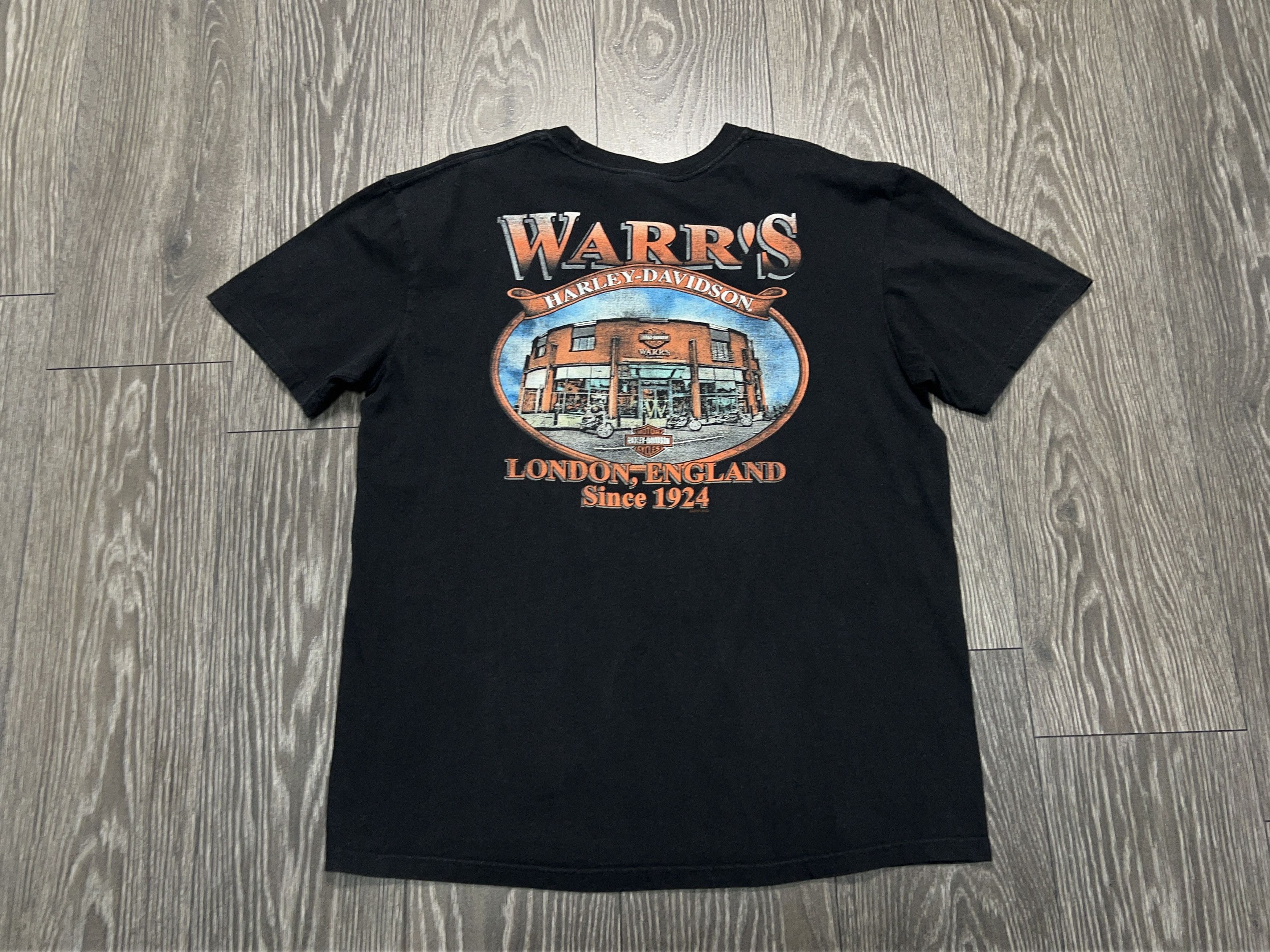 Harley Davidson Warr's London England Motorcycles Biker T Shirt Big Logo Size US XL / EU 56 / 4 - 9 Thumbnail