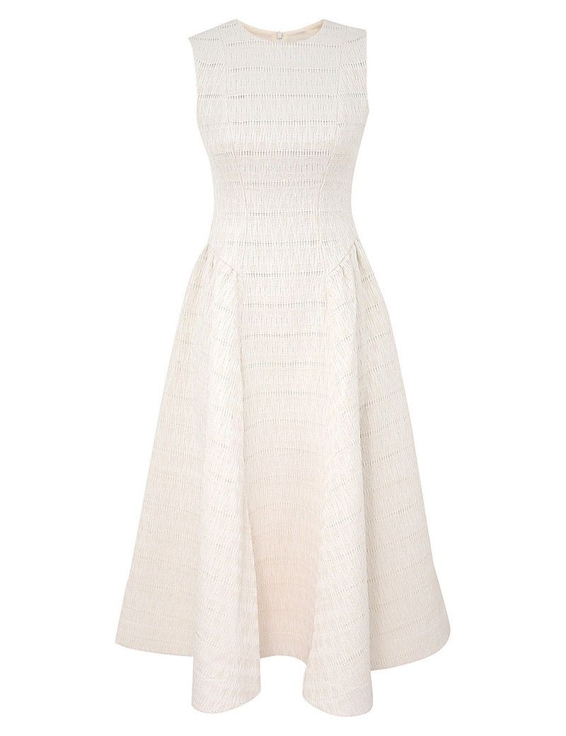 Zimmermann oc11z0226 Illuminate Textured Midi Dress In Cream Size M / US 6-8 / IT 42-44 - 1 Thumbnail