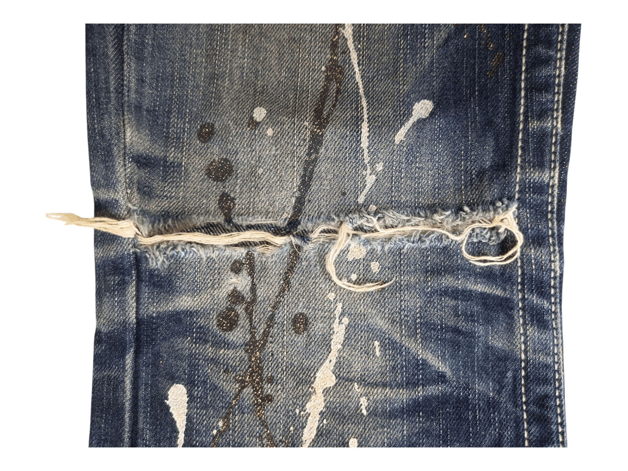 Japanese Brand Lagust Paint Splatter Mud Wash Distressed Flare Jeans Size US 30 / EU 46 - 15 Thumbnail