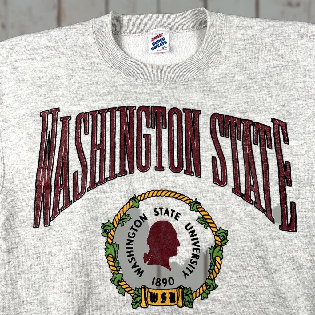 Jerzees VINTAGE Jerzees Sweatshirt White Medium M Adult Mens 90s University Washington State University USA Size US M / EU 48-50 / 2 - 1 Thumbnail
