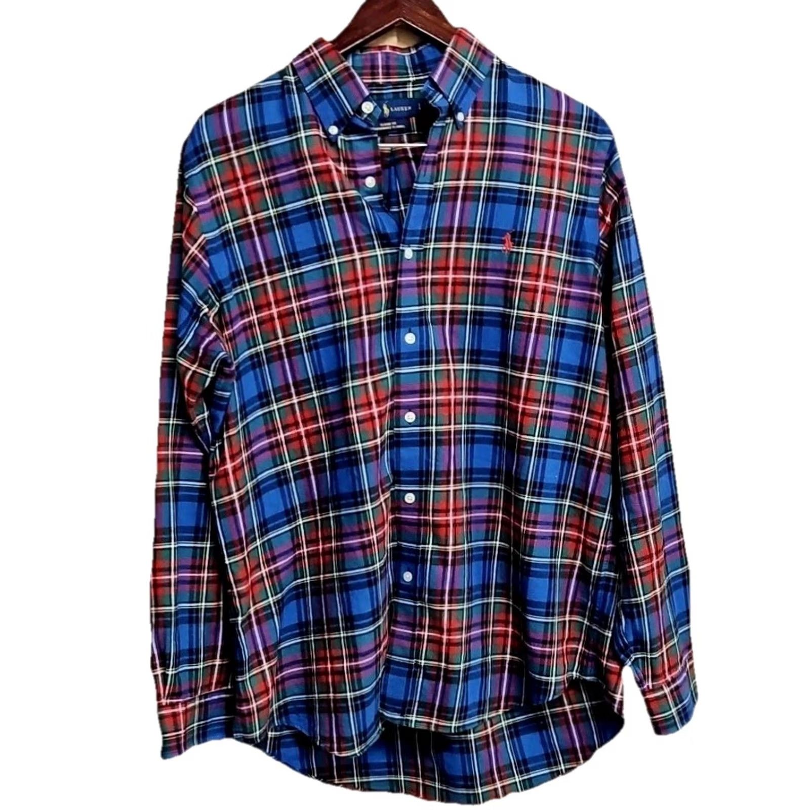 Ralph Lauren Polo Ralph Lauren Classic Fit Performance Flannel Plaid Button-Up Shirt L Men Multicolor Cotton Size US L / EU 52-54 / 3 - 2 Thumbnail