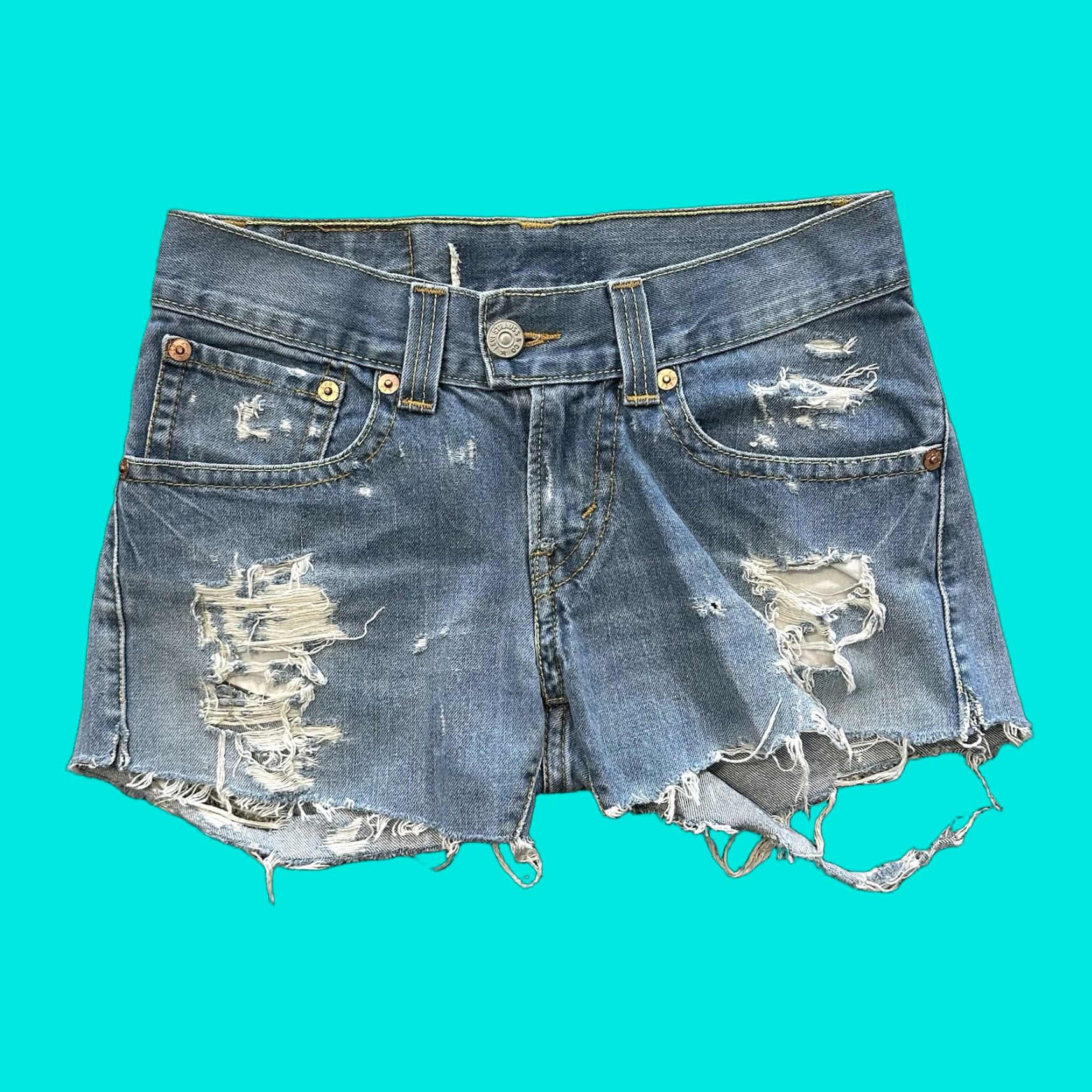 Levi's Levi's 501 Jeans Shorts Womens 6 Distressed 3 in Inseam Blue Cotton Denim Cut-Off Pockets Casual Size 28" / US 6 / IT 42 - 1 Thumbnail