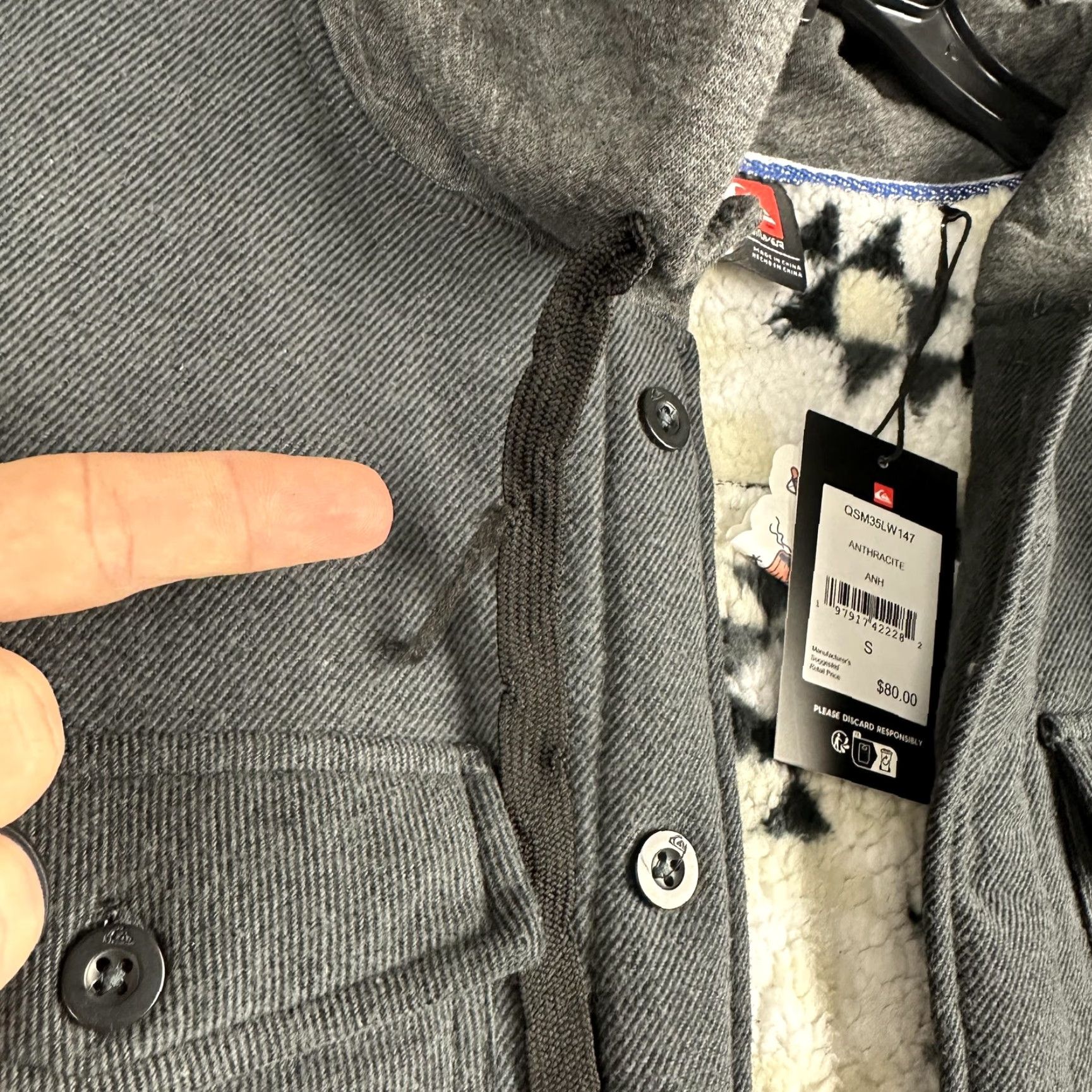 Quiksilver Quiksilver Jacket Mens Small Gray Hooded Sherpa Lined Snap Parka QSM35LW147 NWT Size US S / EU 44-46 / 1 - 5 Thumbnail