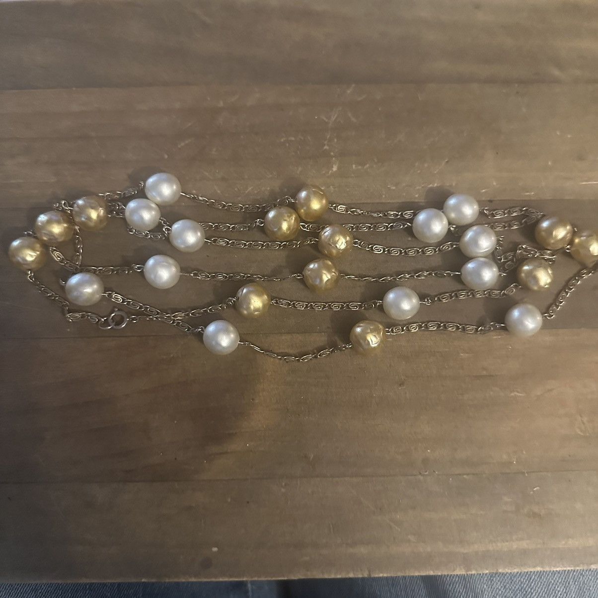 Vintage Vintage long faux pearl station necklace Size ONE SIZE - 2 Thumbnail