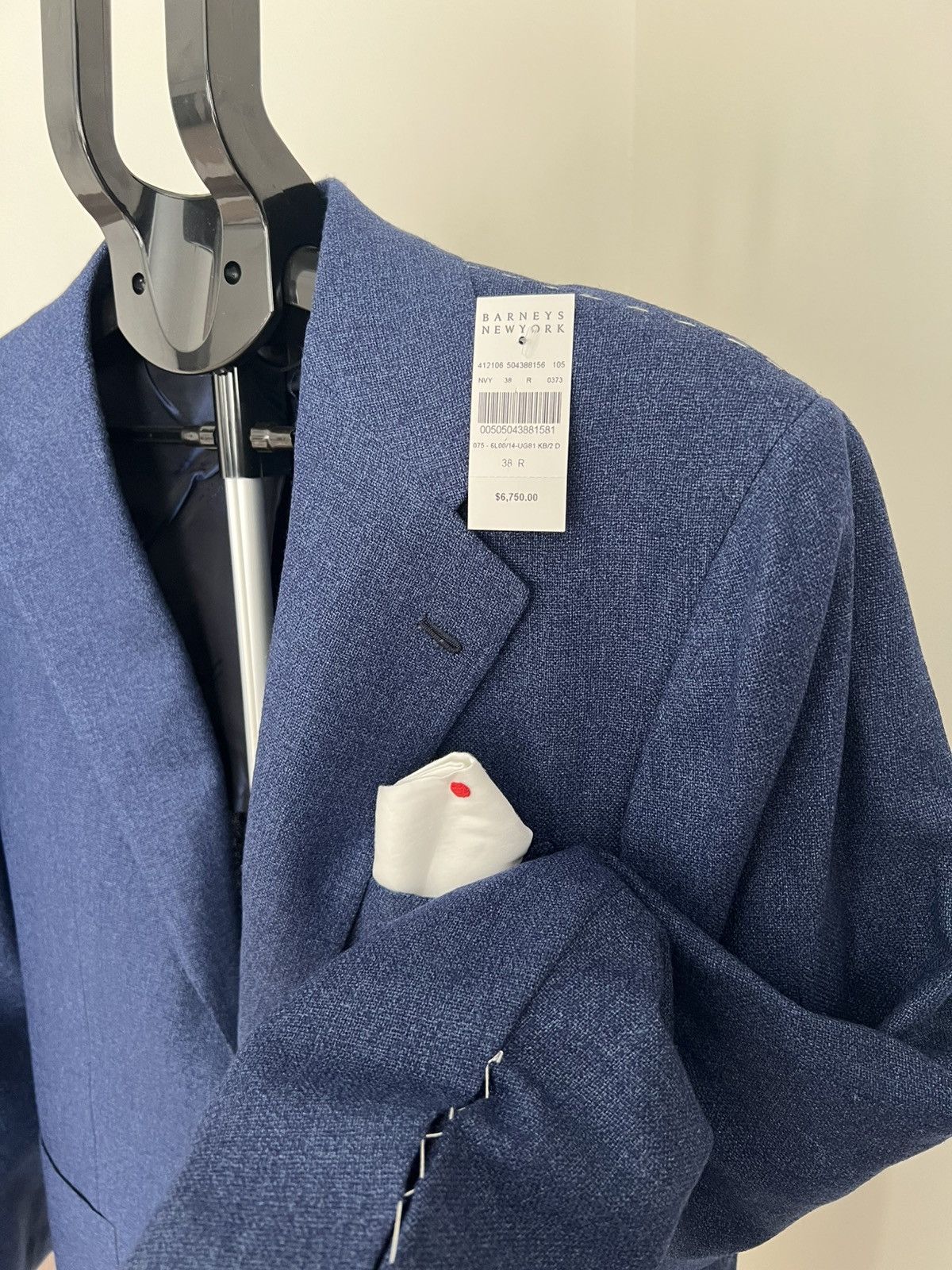 Barneys New York × Kiton Kiton Men’s 38R 48 IT Navy Blue Silk Cashmere Linen Blazer Size 38R - 3 Thumbnail