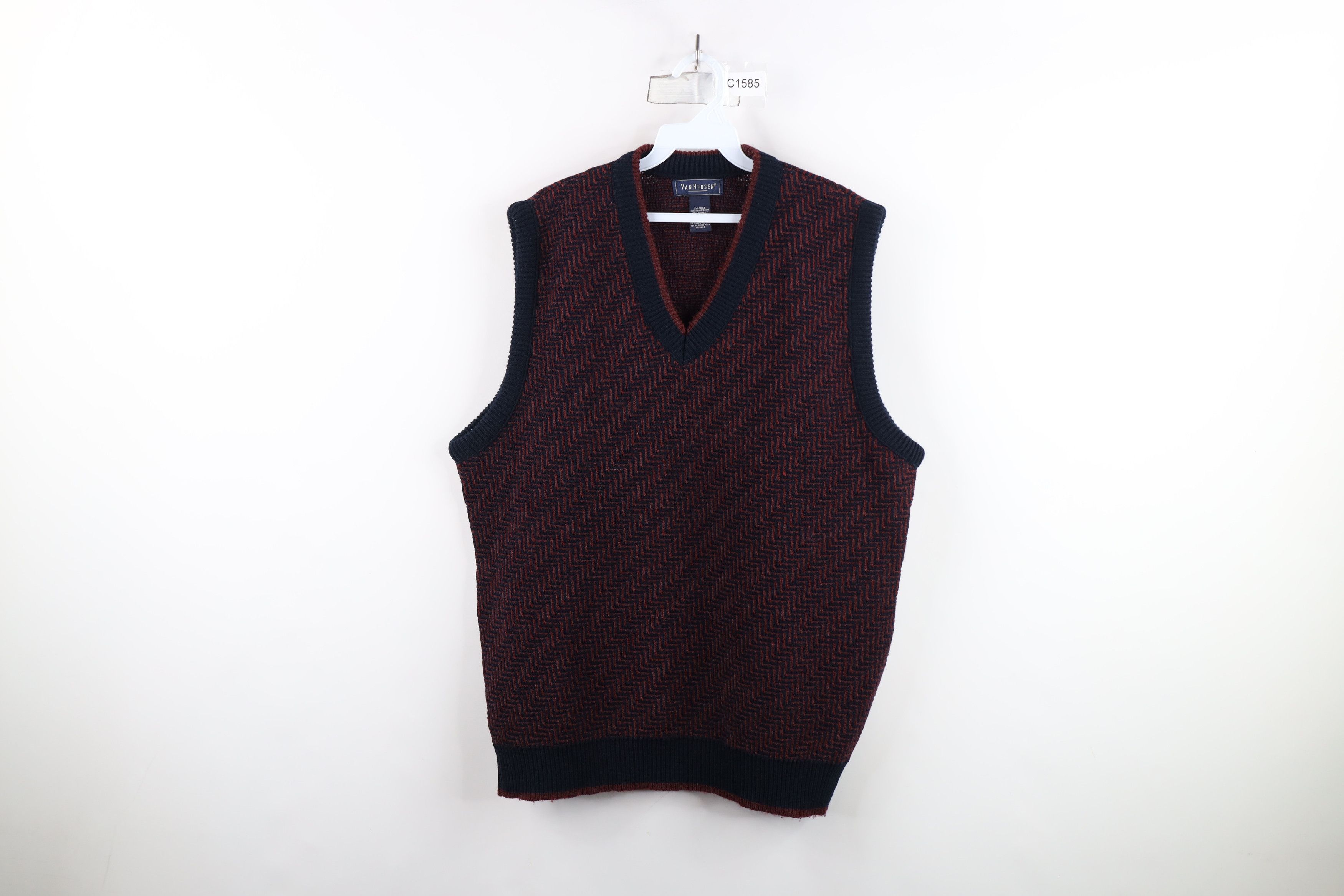 Vintage Vintage 90s Streetwear Zig Zag Wavy Knit V-Neck Sweater Vest Size US XL / EU 56 / 4 - 1 Thumbnail
