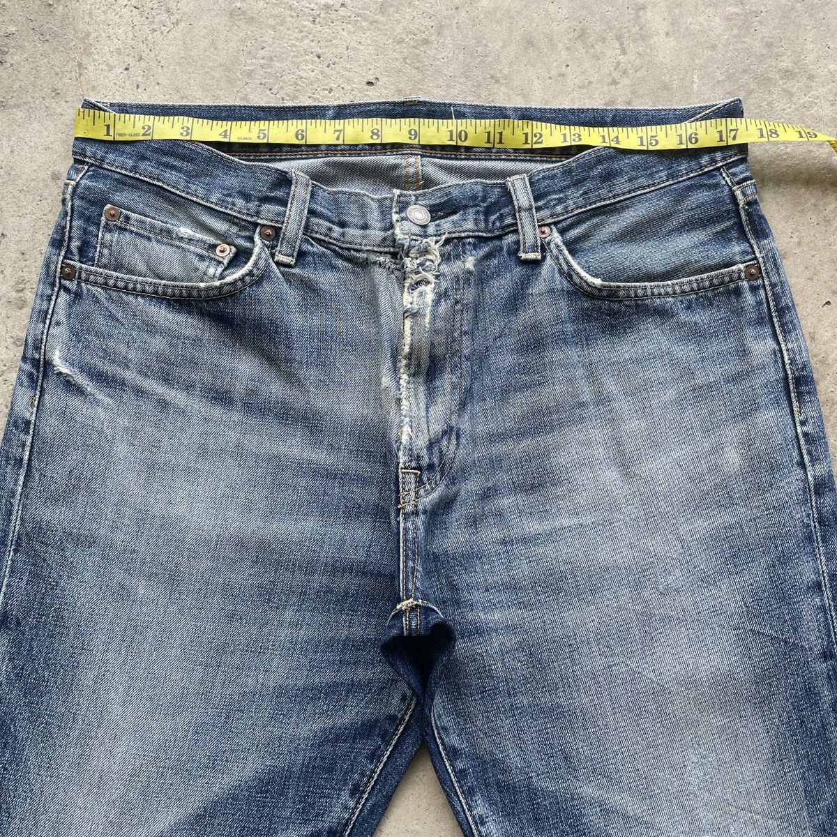 Japanese Brand × Jean × Vintage W35 Vintage Japanese Faded Denim Distressed Jeans Pants Size US 35 - 5 Thumbnail