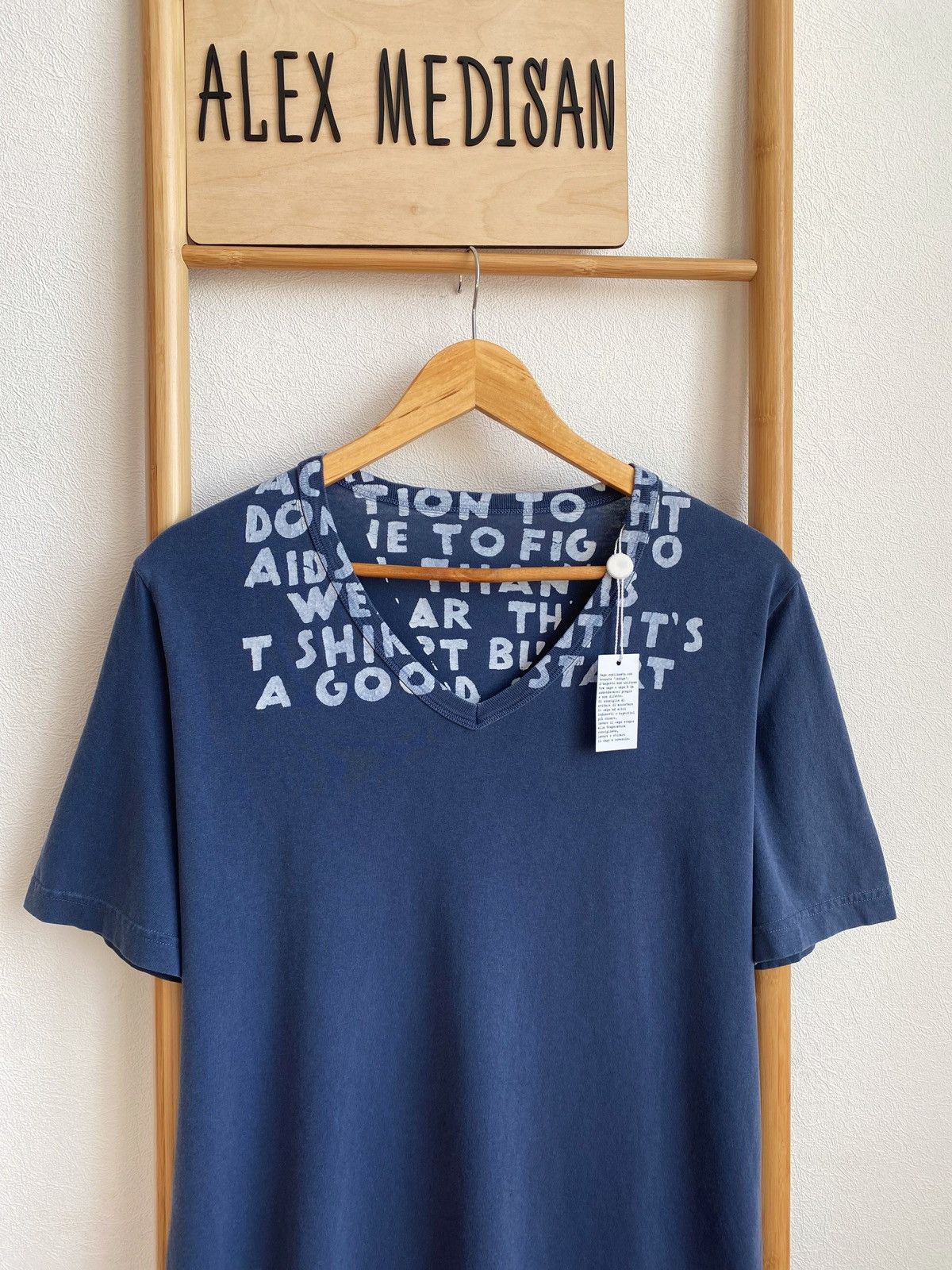Maison Margiela MAISON MARTIN MARGIELA AIDS garment dyed v- neck t-shirt Size US M / EU 48-50 / 2 - 3 Thumbnail