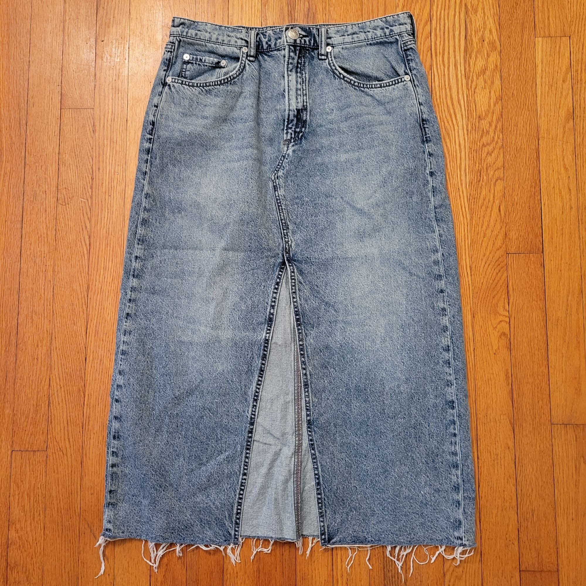 Rag & Bone Rag Bone 31 CLARA High Waist Distressed Denim Maxi Skirt Fra Size 31" - 1 Thumbnail