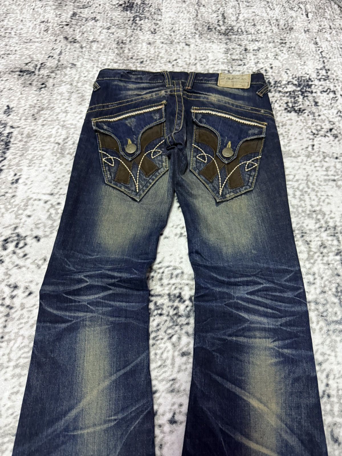 Japanese Brand Lolita Japan Low Rise Mud Wash Embellished Flare Jeans Size US 28 / EU 44 - 3 Thumbnail