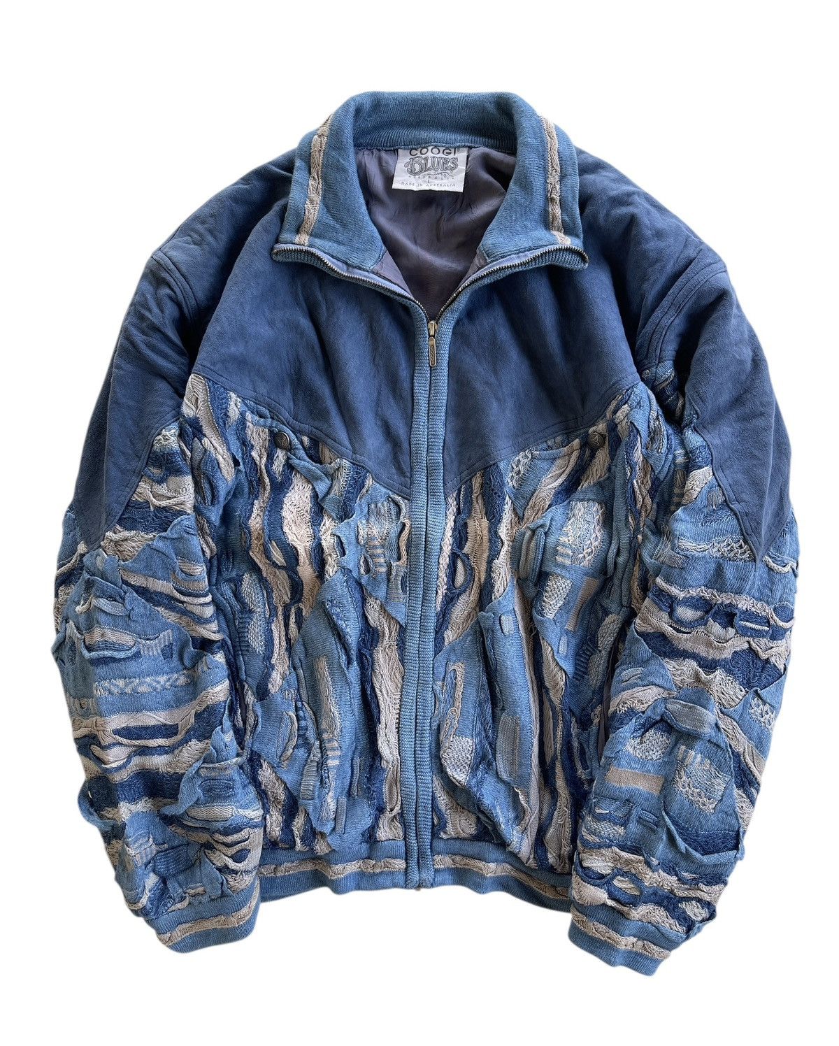 Coogi Vintage Coogi Suede Indigo Dyed Bomber Jacket Size US L / EU 52-54 / 3 - 1 Thumbnail