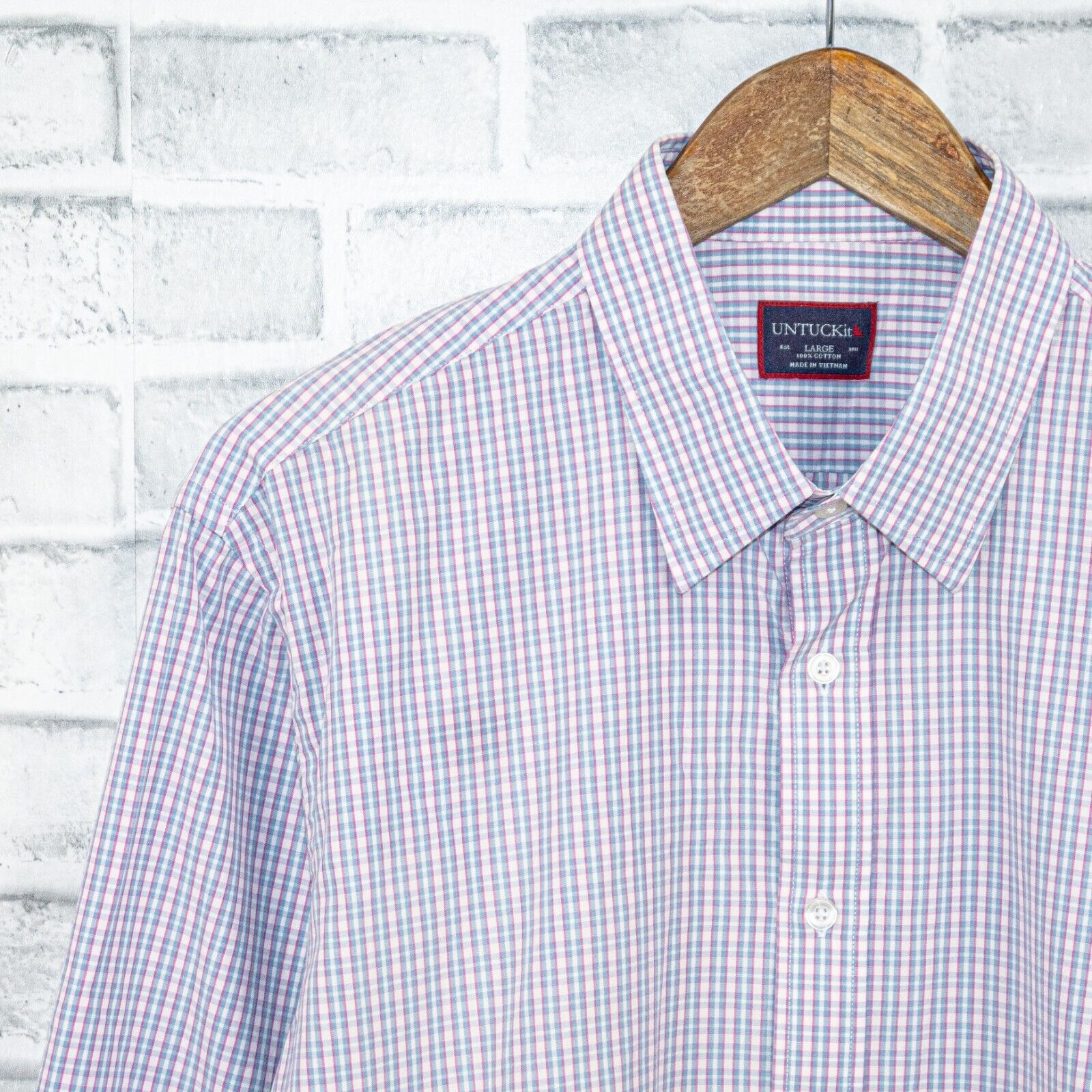 UNTUCKit UNTUCKit Long Sleeve Casual Button up Shirt Pink Blue check Size US L / EU 52-54 / 3 - 5 Thumbnail