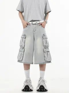 Japanese Brand VIBE Heavy wash vintage multi-pocket cargo denim shorts Size US 34 / EU 50 - 7 Thumbnail