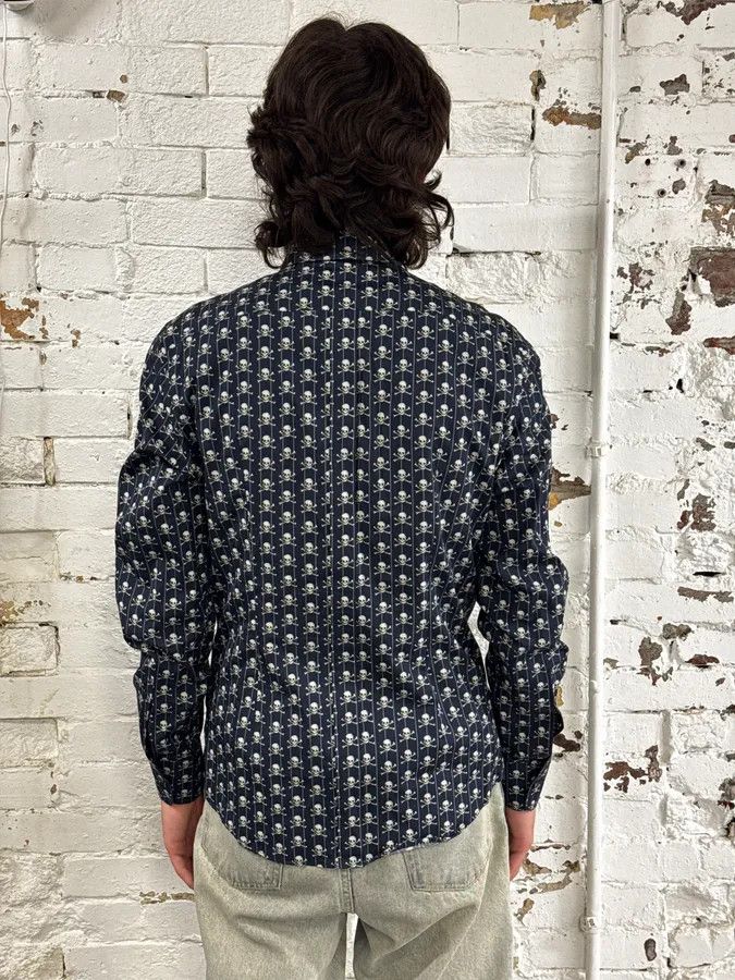 Dolce & Gabbana 2010s Dolce & Gabbana Navy Pirate Skull Classy Shirt Size US S / EU 44-46 / 1 - 3 Thumbnail