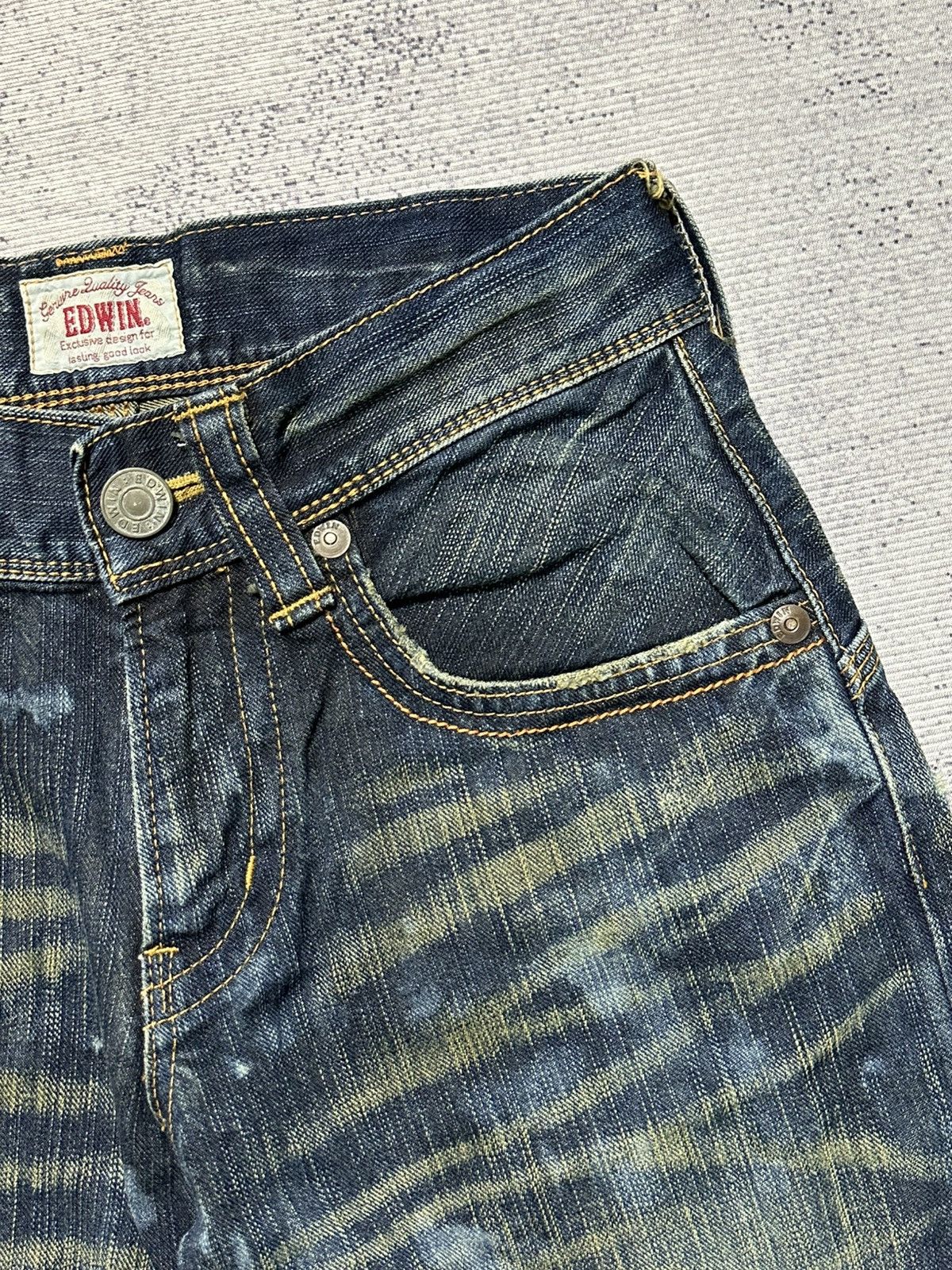 Japanese Brand 2000s Flare Edwin 411XVS Distressed Denim Y2k Size US 26 / EU 42 - 5 Thumbnail