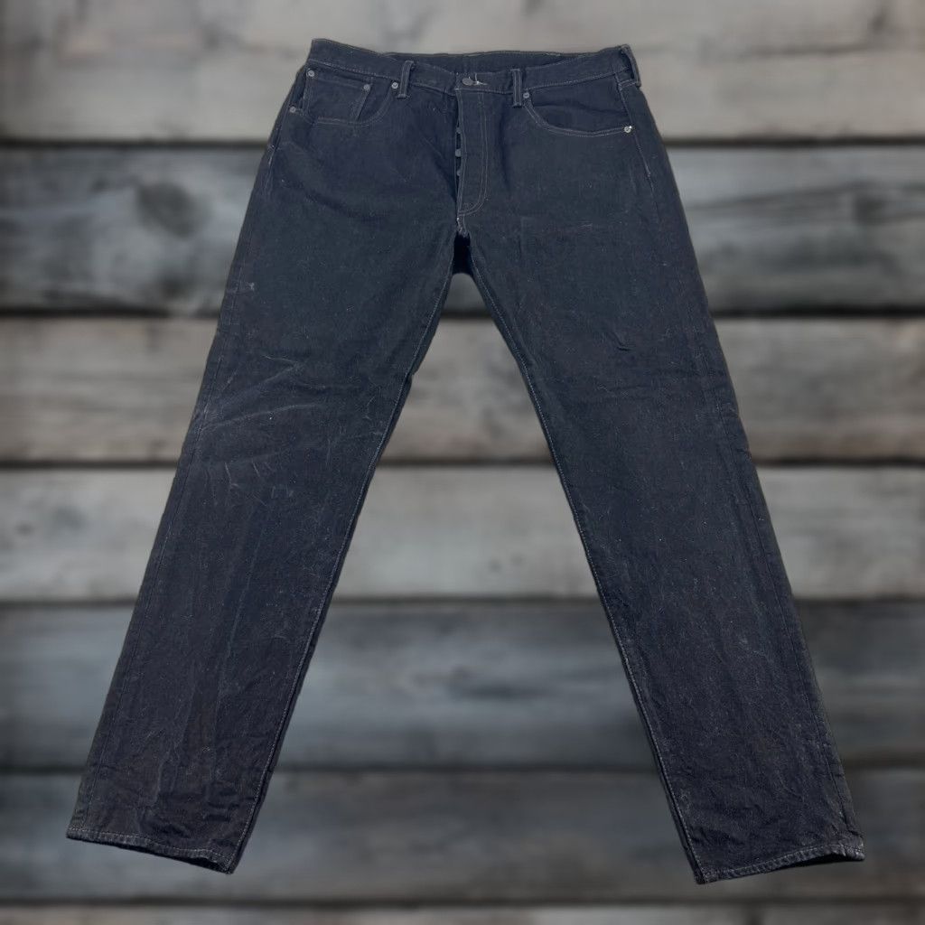 Levi's Levi's 501 Jeans Mens Regular 38x34 Blue Dark Wash Denim Cotton Button Fly Distressed Tapered Straight 5-Pocket Vintage Retro Size US 38 / EU 54 - 1 Thumbnail