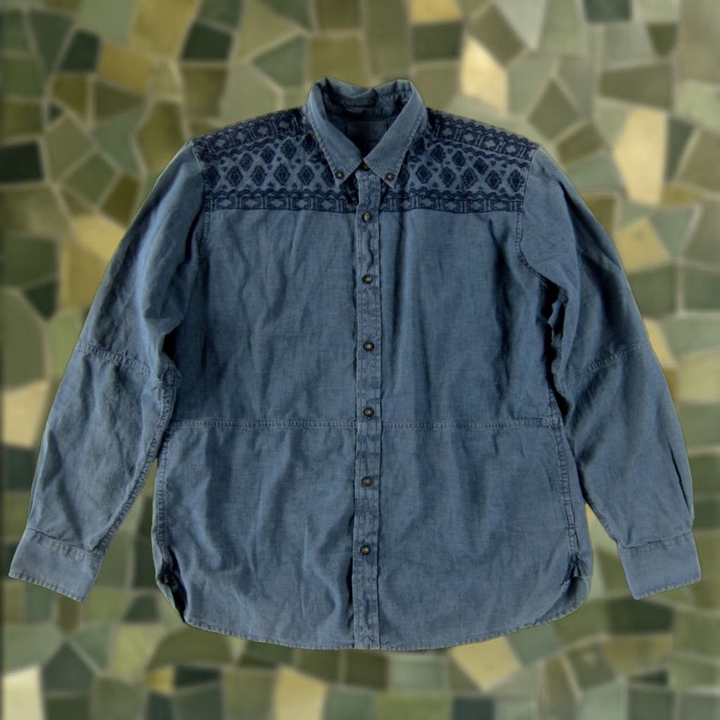 Lucky Brand Lucky Brand 100% Cotton Blue Embroidered Button-Down Long Sleeve Shirt Men Large Size US L / EU 52-54 / 3 - 1 Thumbnail