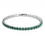 Sterling Silver 4mm Tennis Chain Sterling Silver Green Bracelet Size ONE SIZE - 2 Thumbnail