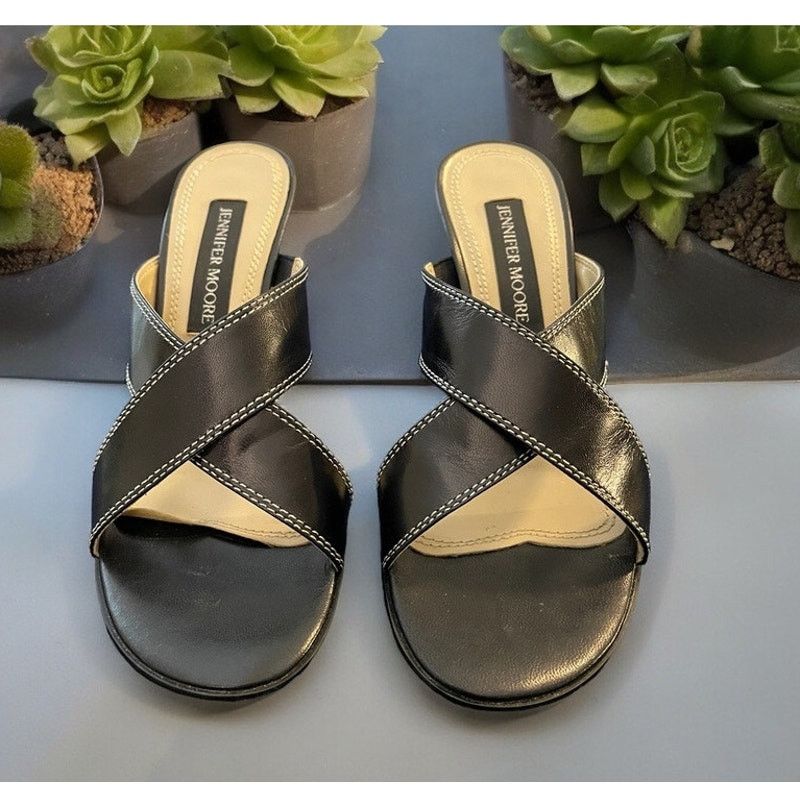 Unknown London Jennifer Moore Womens Black Slip on's heels shoes S 6.5 Size US 6.5 / IT 36.5 - 2 Thumbnail