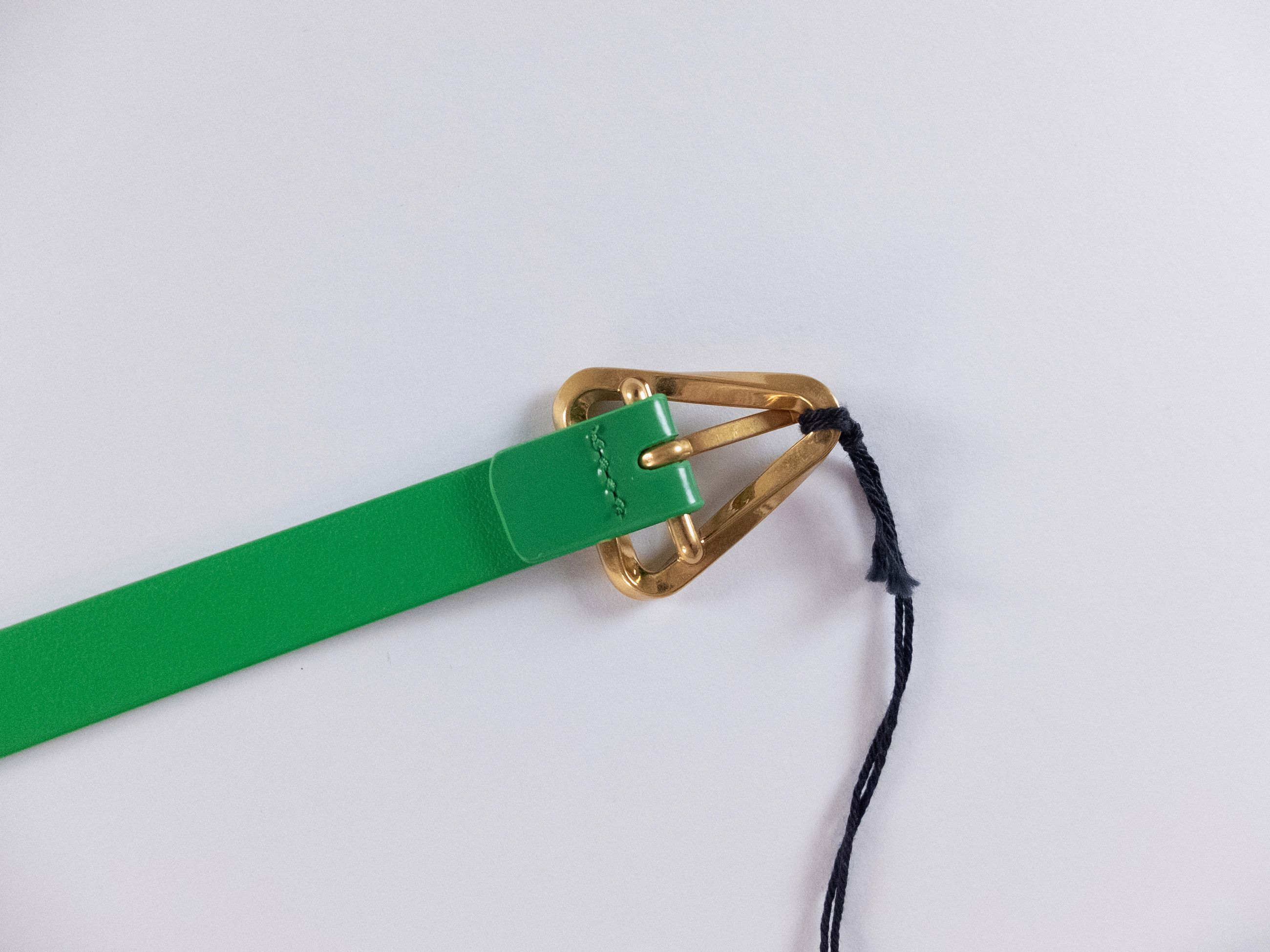 Bottega Veneta BOTTEGA VENETA Grasp green & gold triangle leather belt 75 Size ONE SIZE - 8 Thumbnail