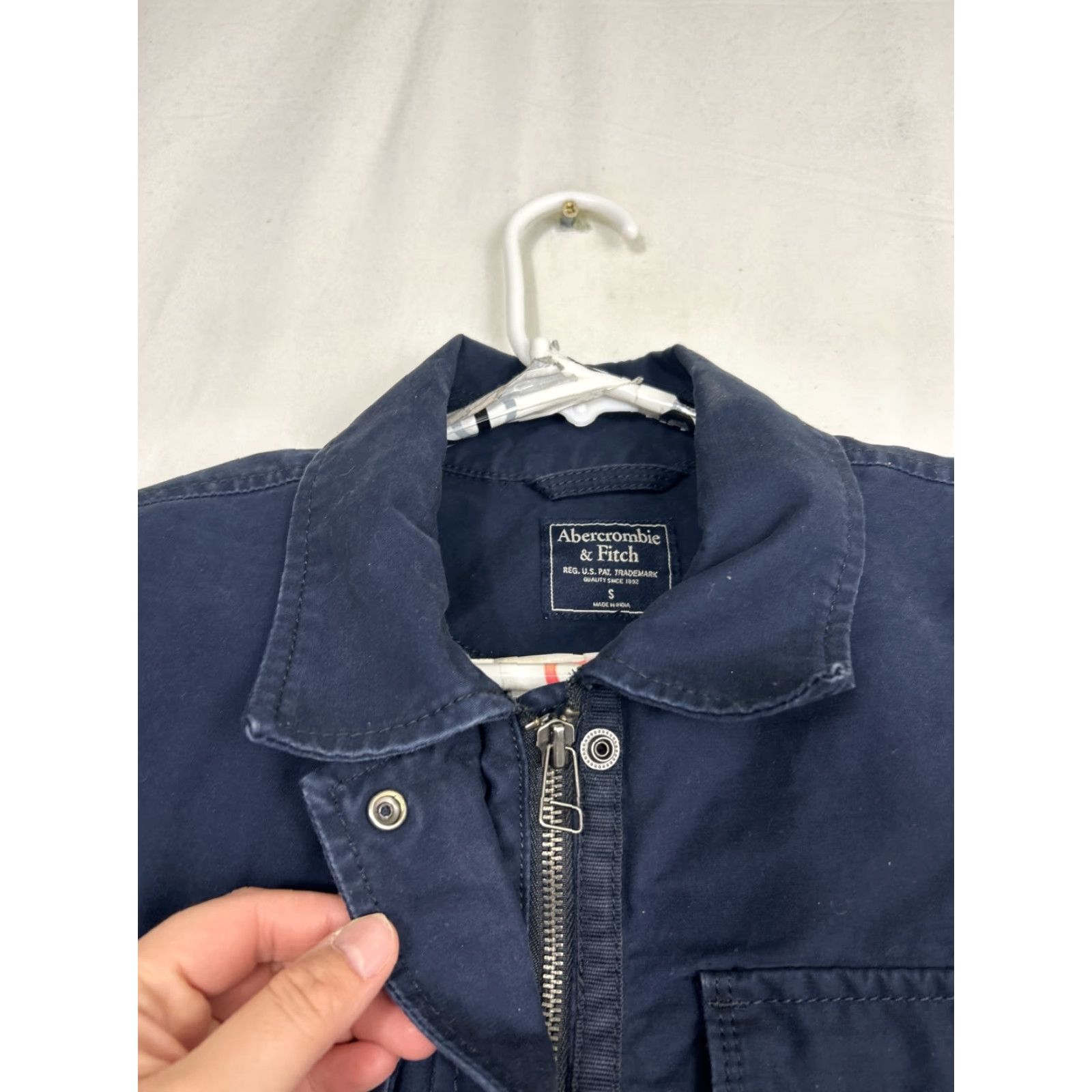Abercrombie & Fitch Abercrombie & Fitch Jacket Blue Long Coat Full Zip Lined Sherpa Embroidered Logo Pocket Button Womens Size S Regular Size S / US 4 / IT 40 - 6 Thumbnail