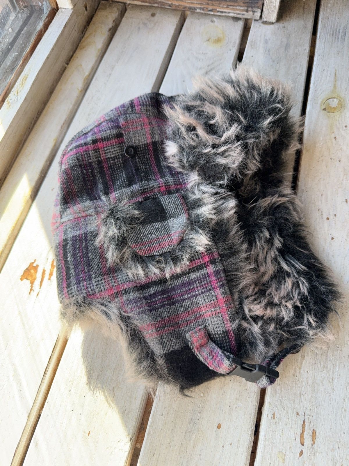 Japanese Brand Y2K Vintage Fuzzy Hat Mohair knit Ushanka Trapper hat retro Size ONE SIZE - 3 Thumbnail