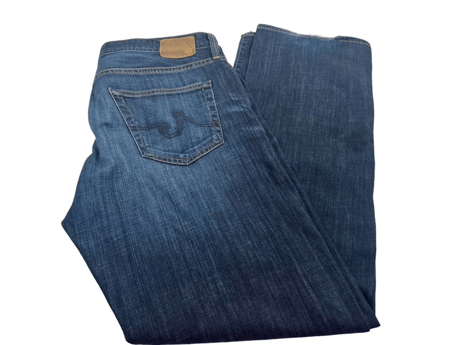 AG Adriano Goldschmied Adriano Goldschmied Size 38 Straight Leg Stretch Blue Jeans Size US 38 / EU 54 - 4 Thumbnail