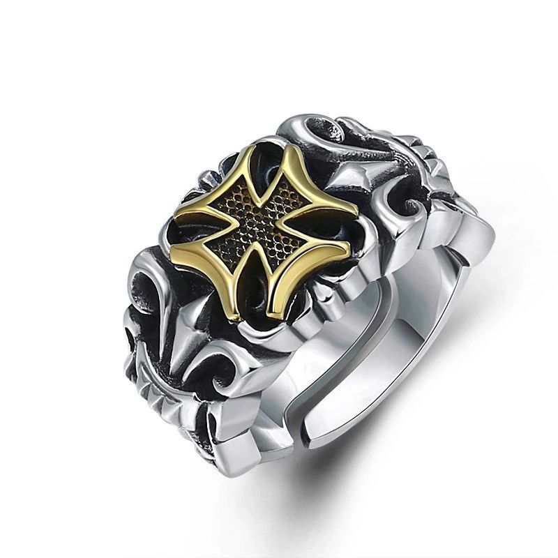 Jewelry × Vintage New Punk Big Cross Ring Resizable Fashion Men's Size ONE SIZE - 6 Thumbnail