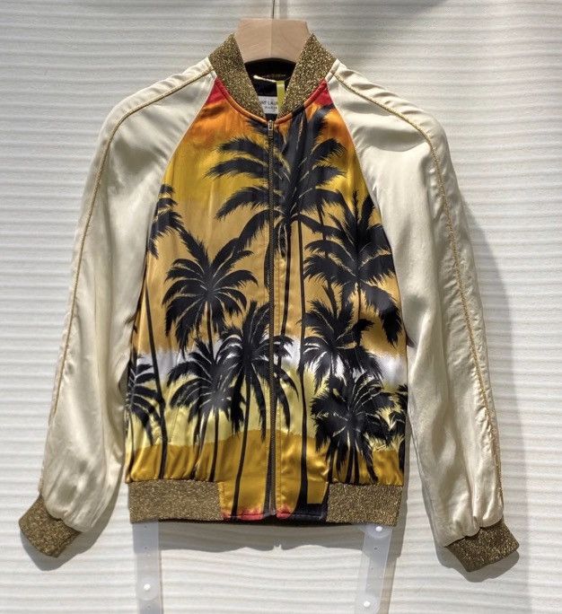 image of Saint Laurent Paris x YVES Saint Laurent Coconut Landscape Jacket in Yellow, Women's (Size 2XS)